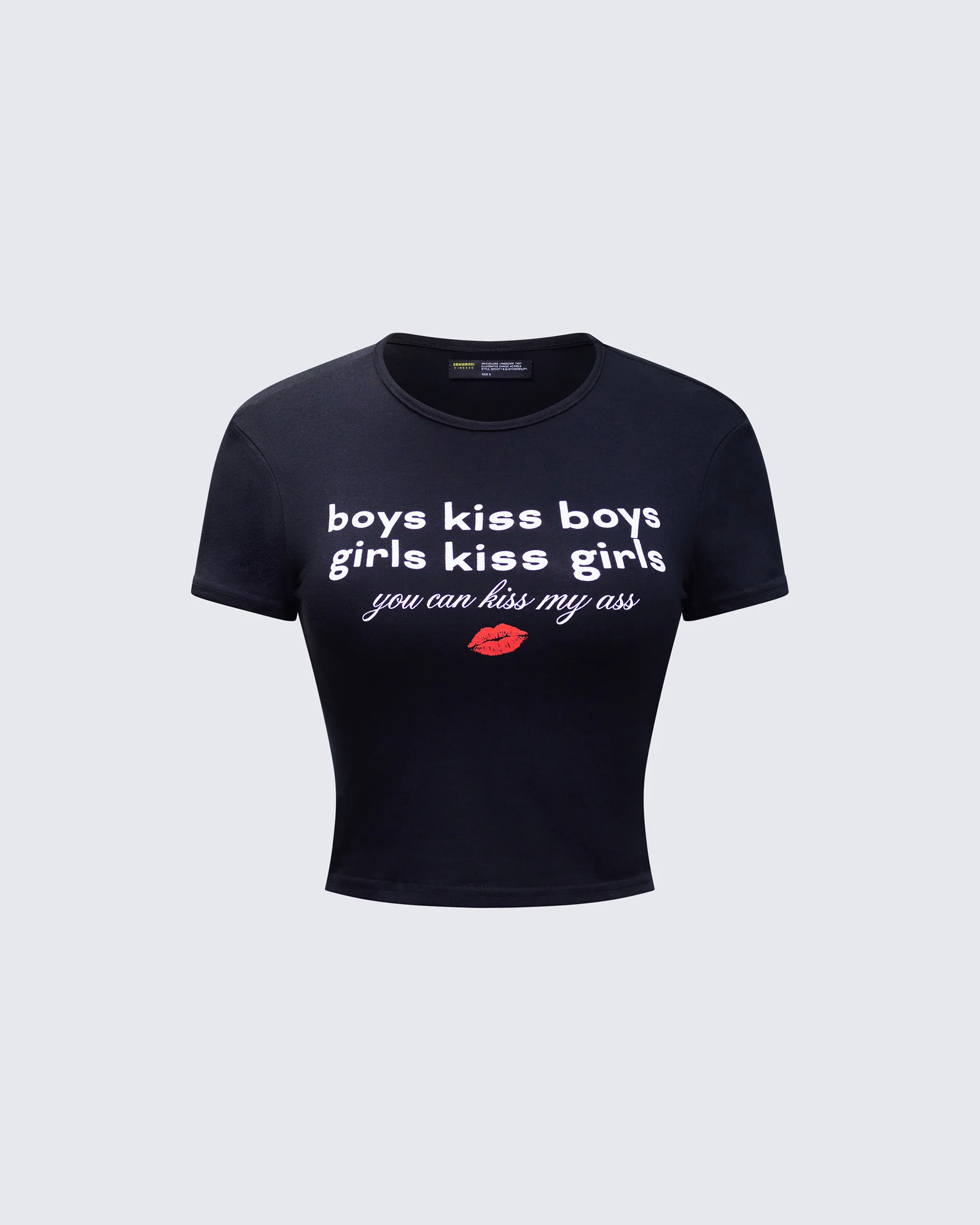 Hema Black Slogan Baby Tee
