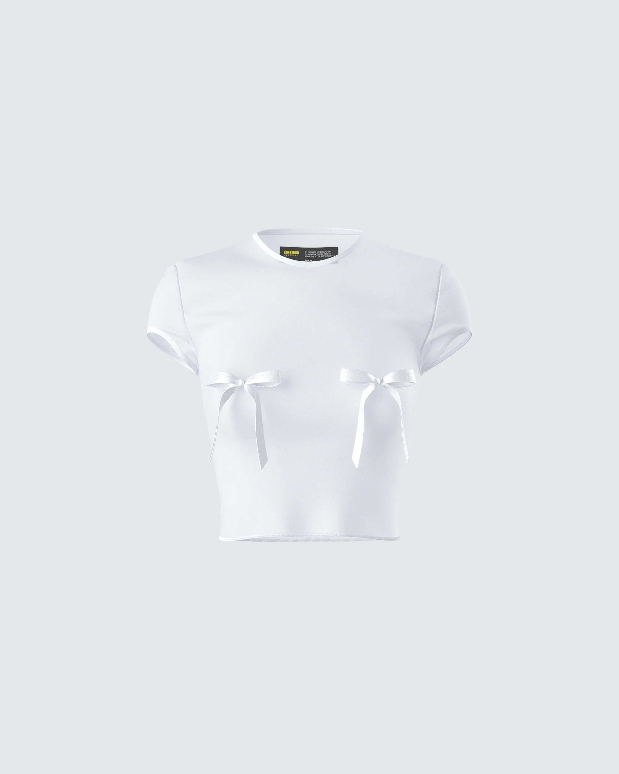 Isha White Bow Trim Baby Doll Tee