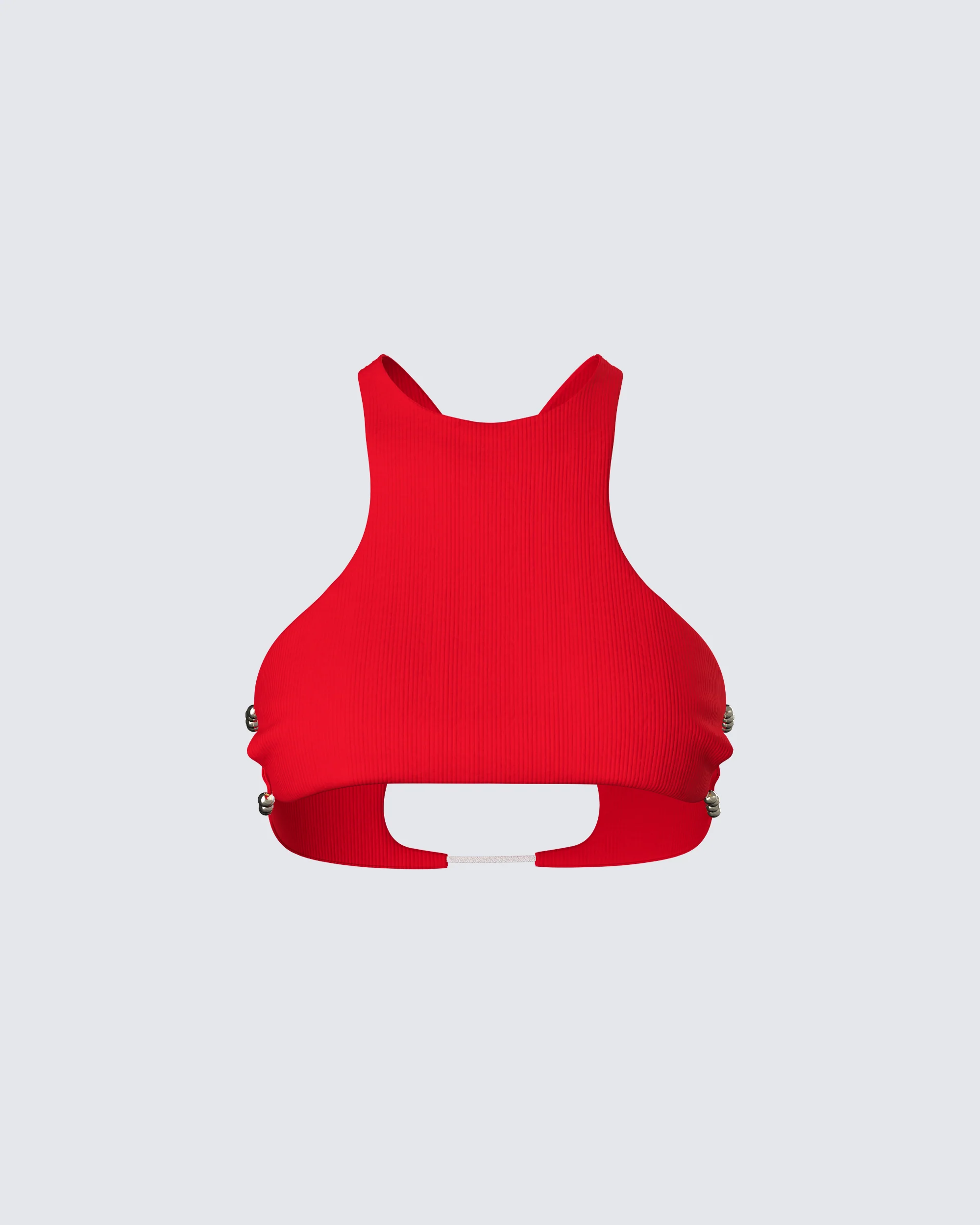 Jordy Red Rib Cropped Racer Top