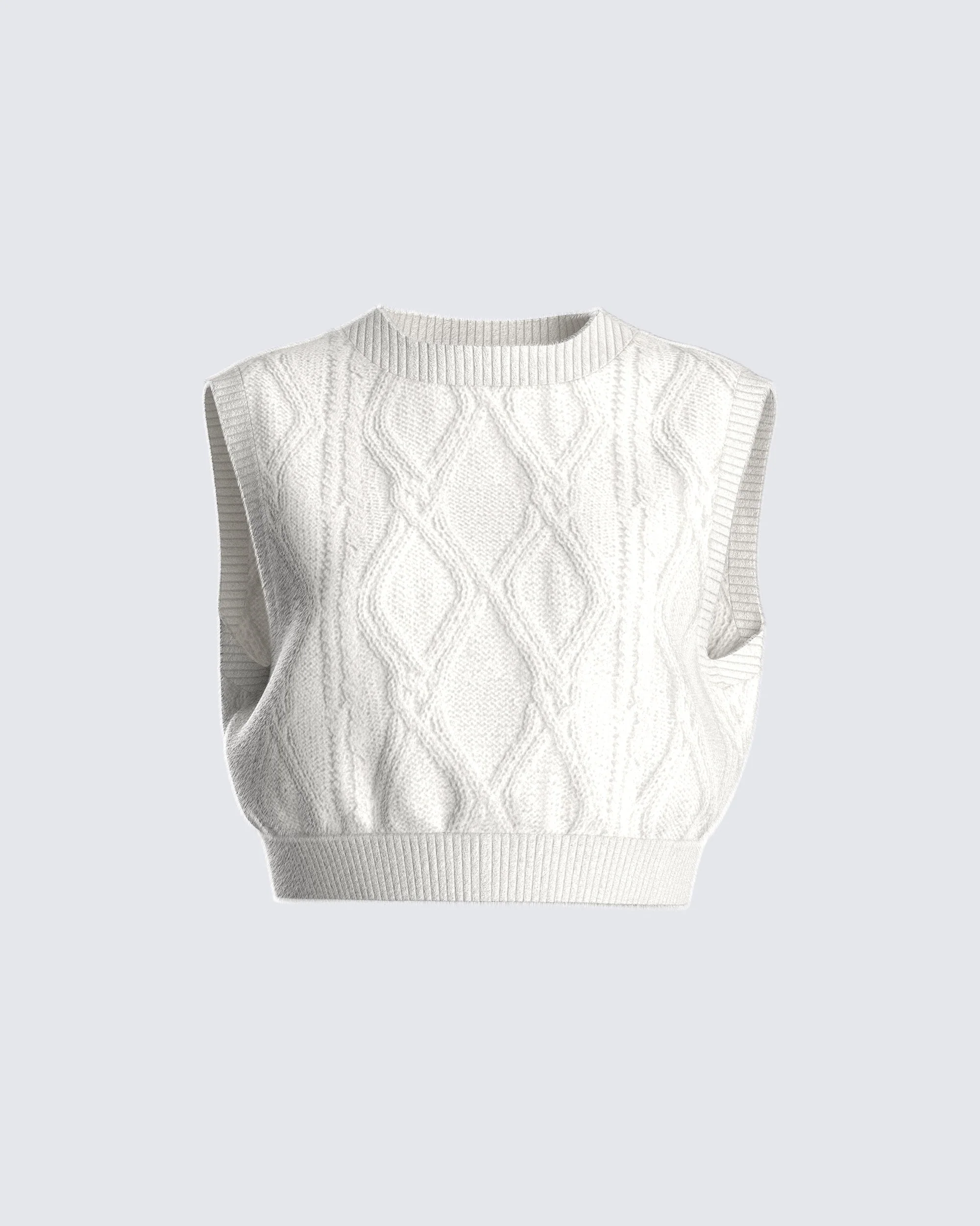 Juno Ivory Cable Knit Sweater Vest