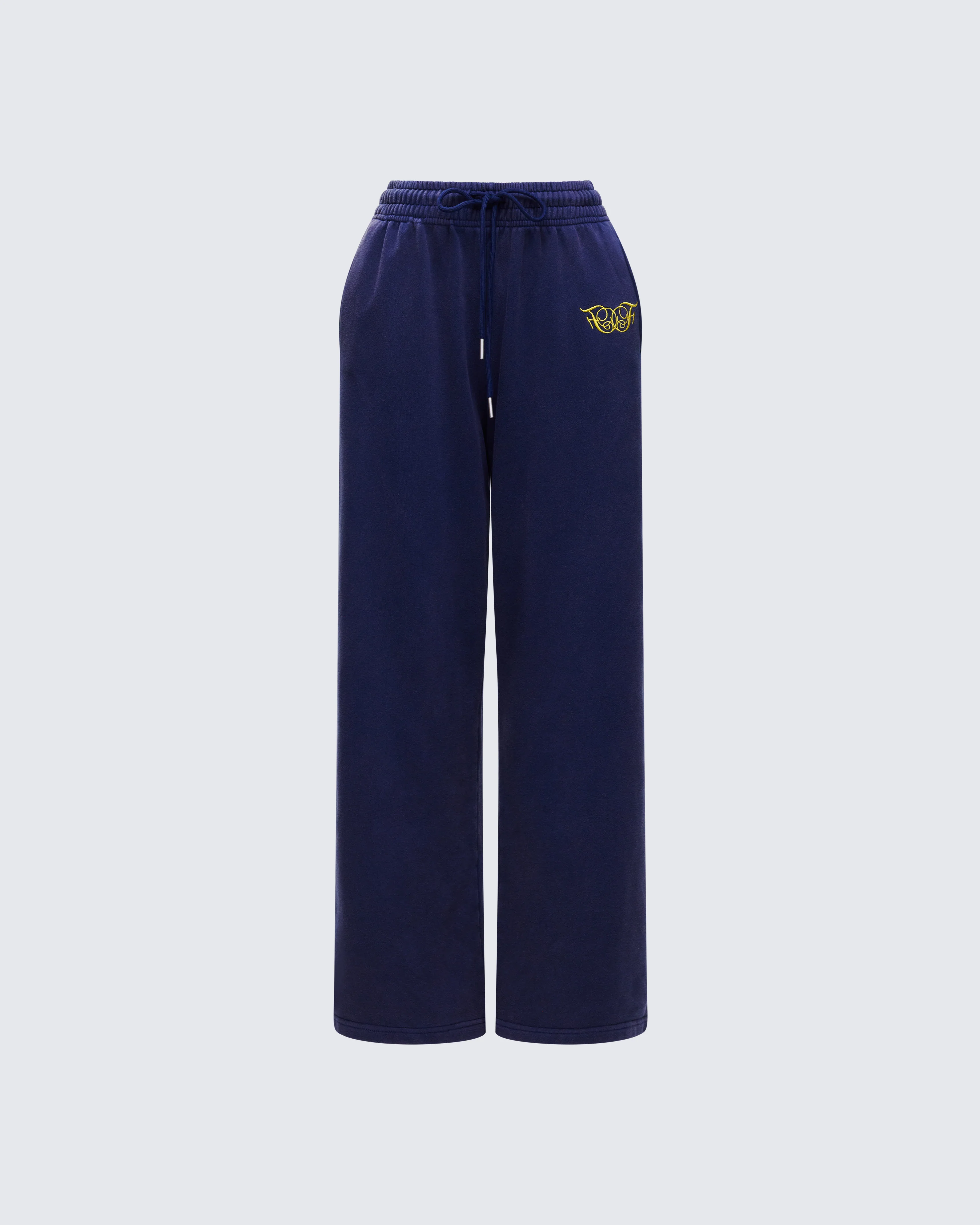 Kamilah Blue Acid Wash Wide Leg Sweat Pant
