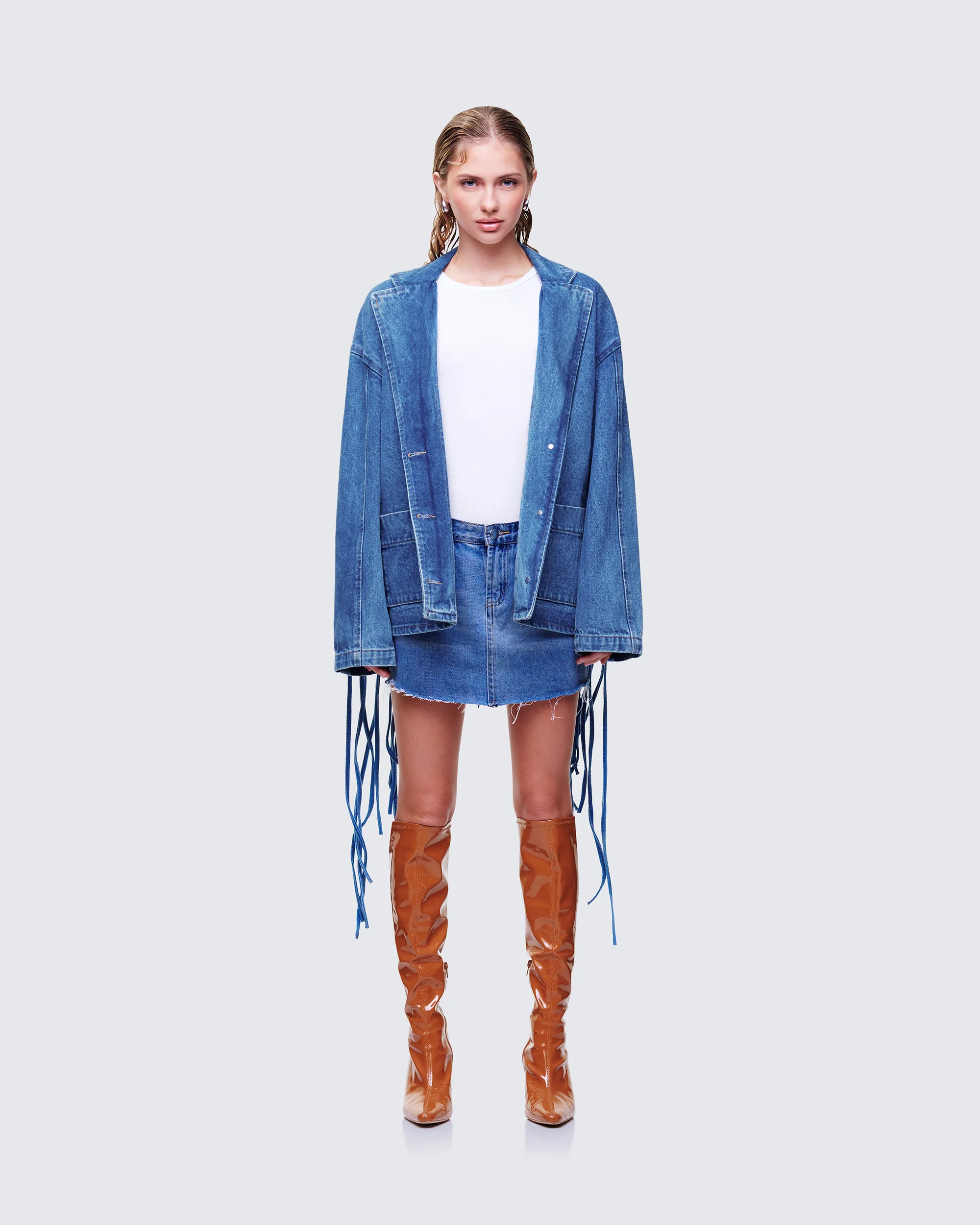 Kumi Blue Denim Macrame Jacket