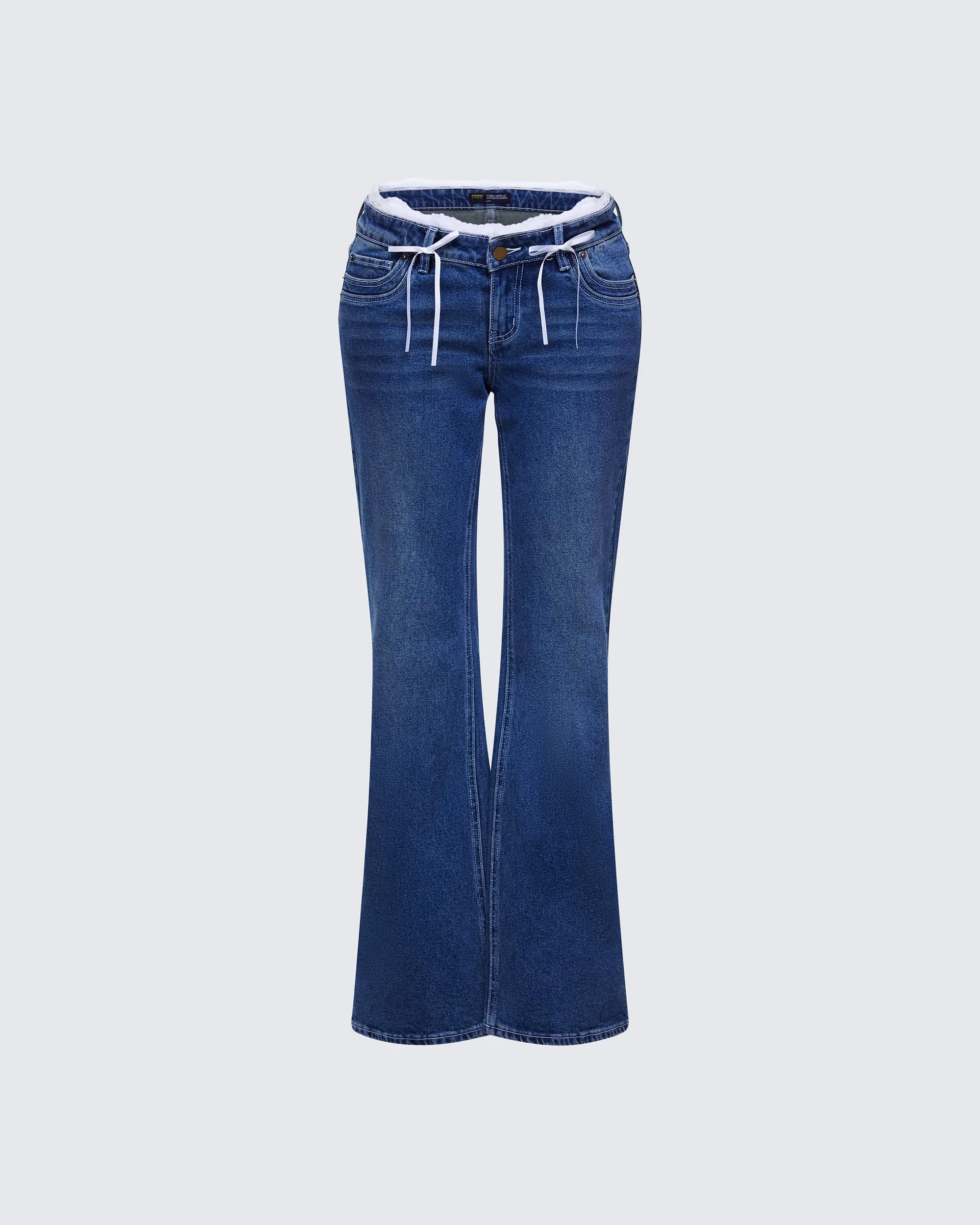 Maeva Blue Denim Lace Trim Jean