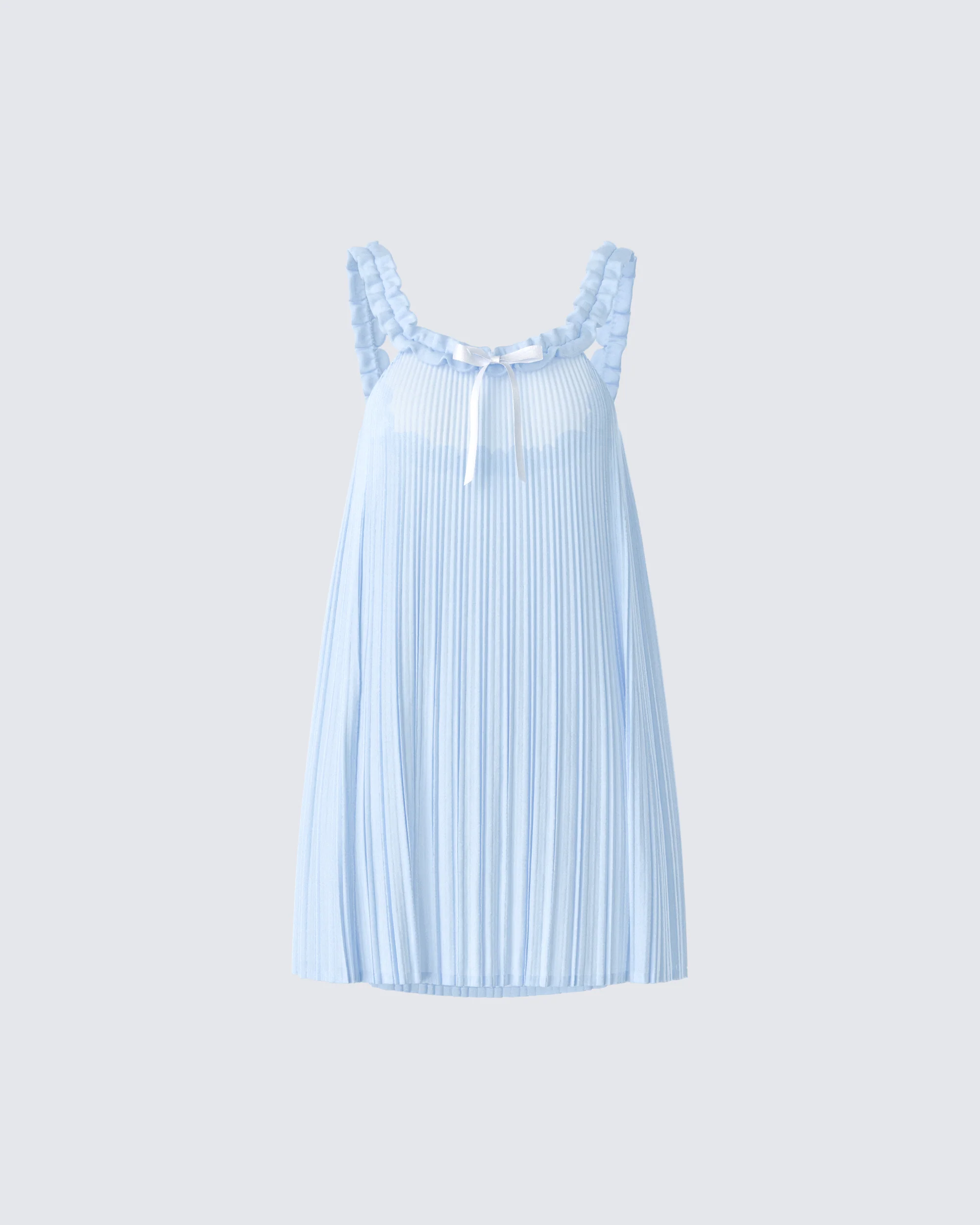 Olwen Baby Blue Plisse Mini Dress