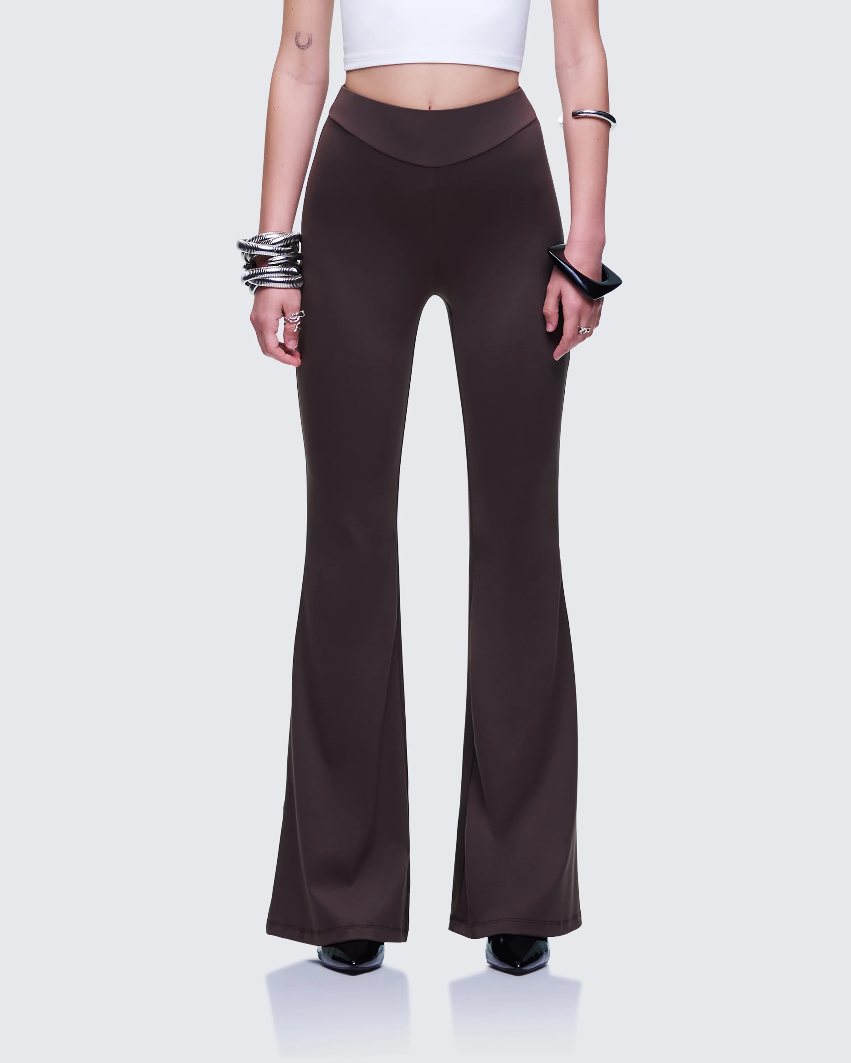 Quintessa Brown Ruched Back Flare Pants