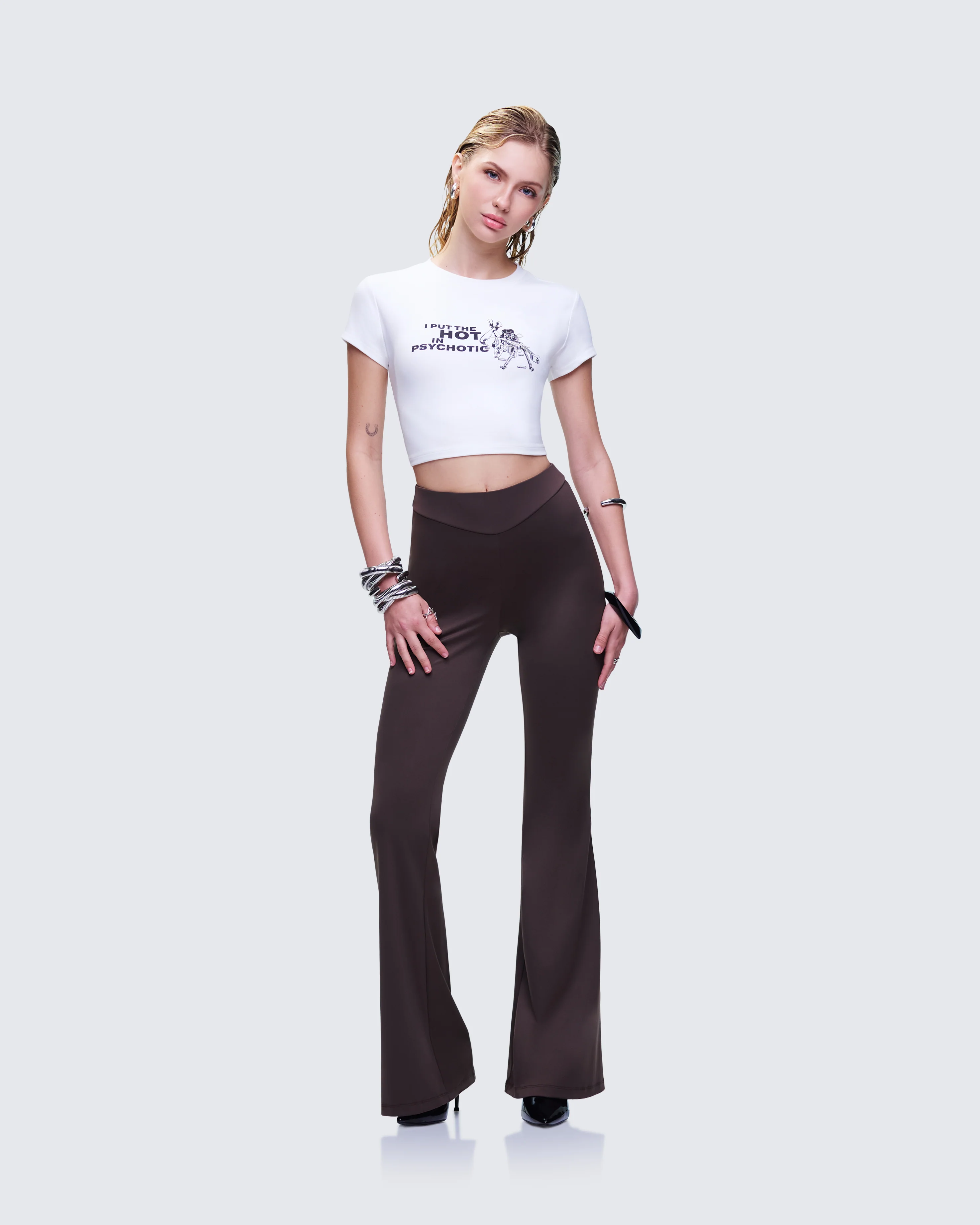 Quintessa Brown Ruched Back Flare Pants