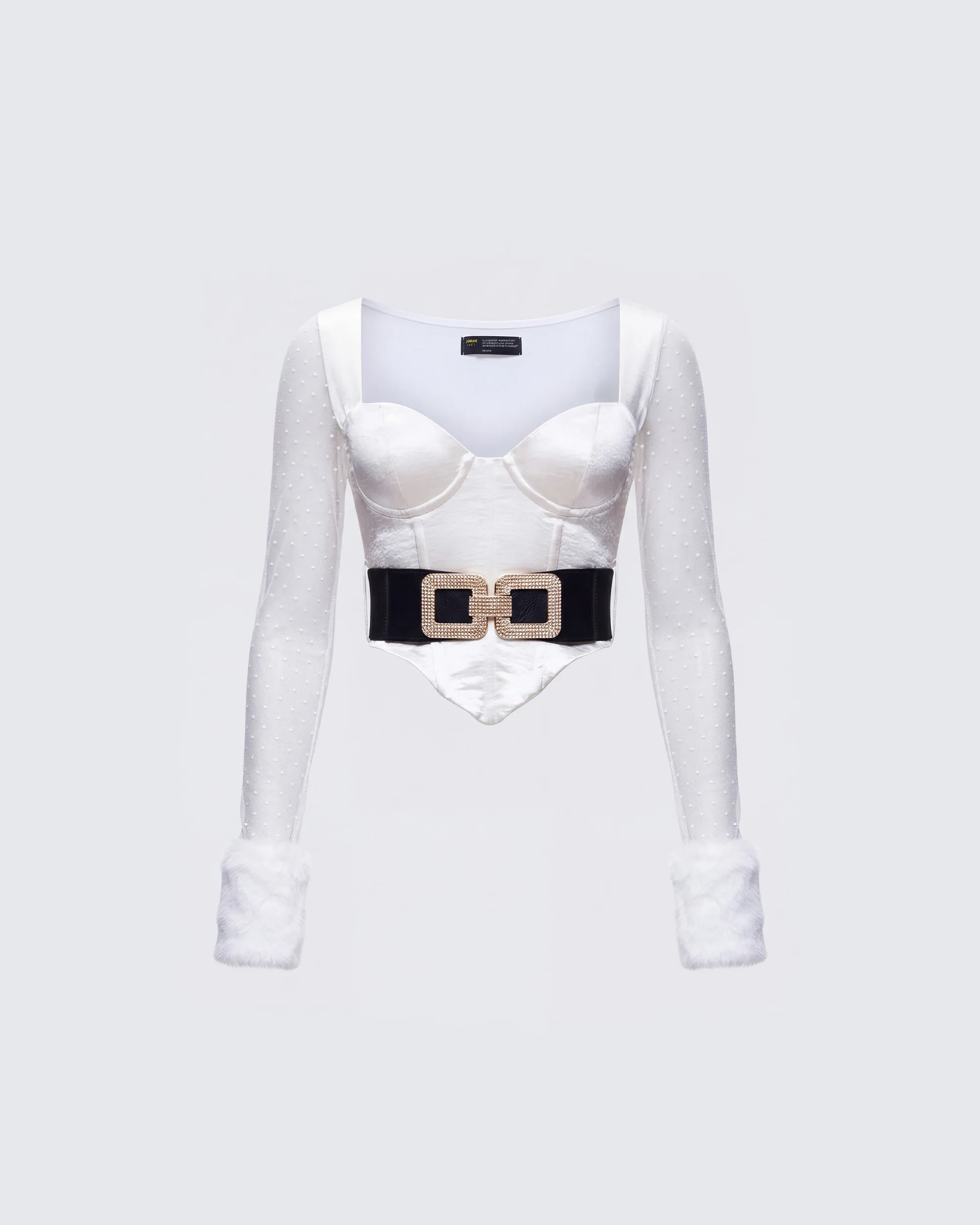 Rae Ivory Fur Cuff Corset Top