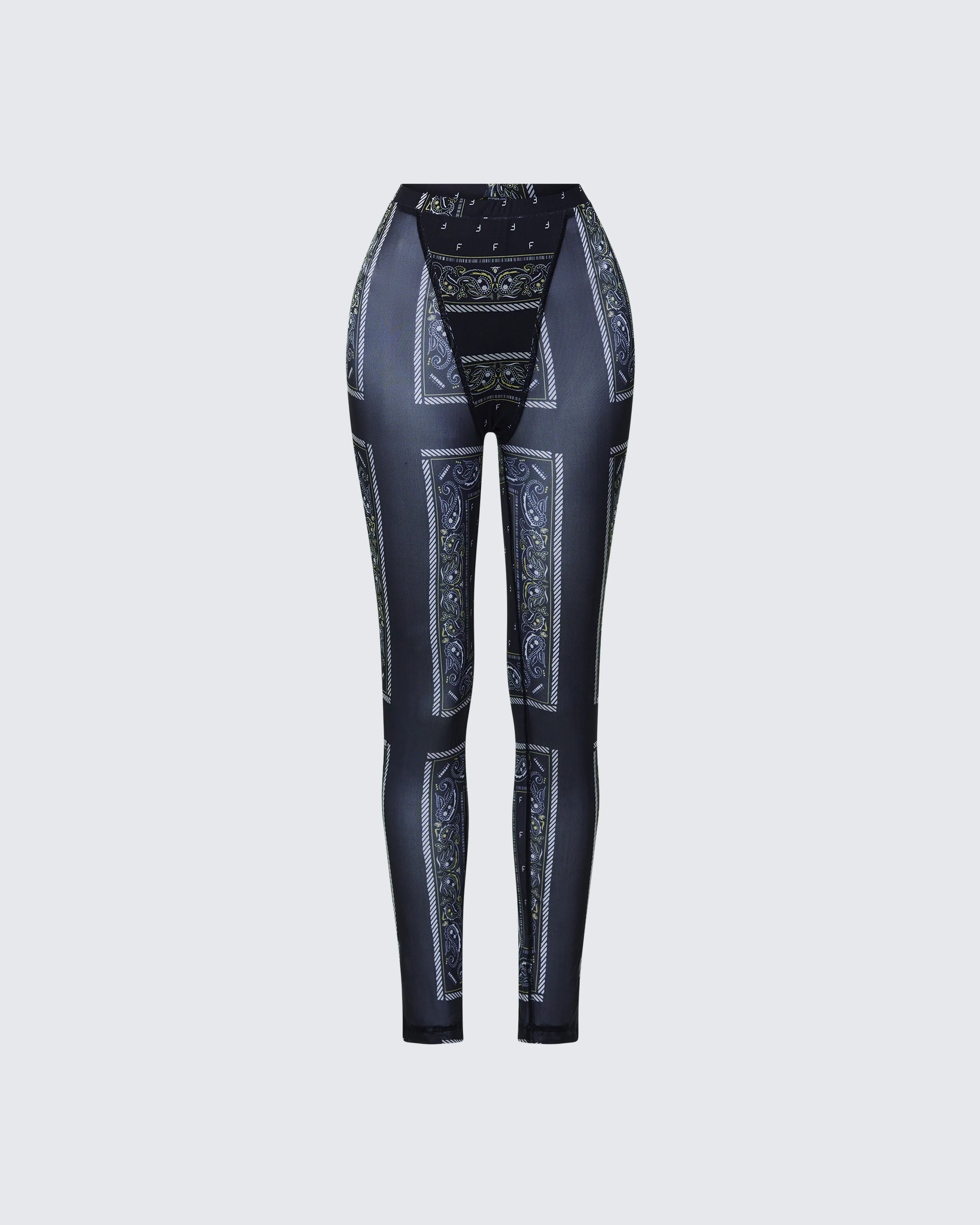Rikku Black Bandana Mesh Leggings