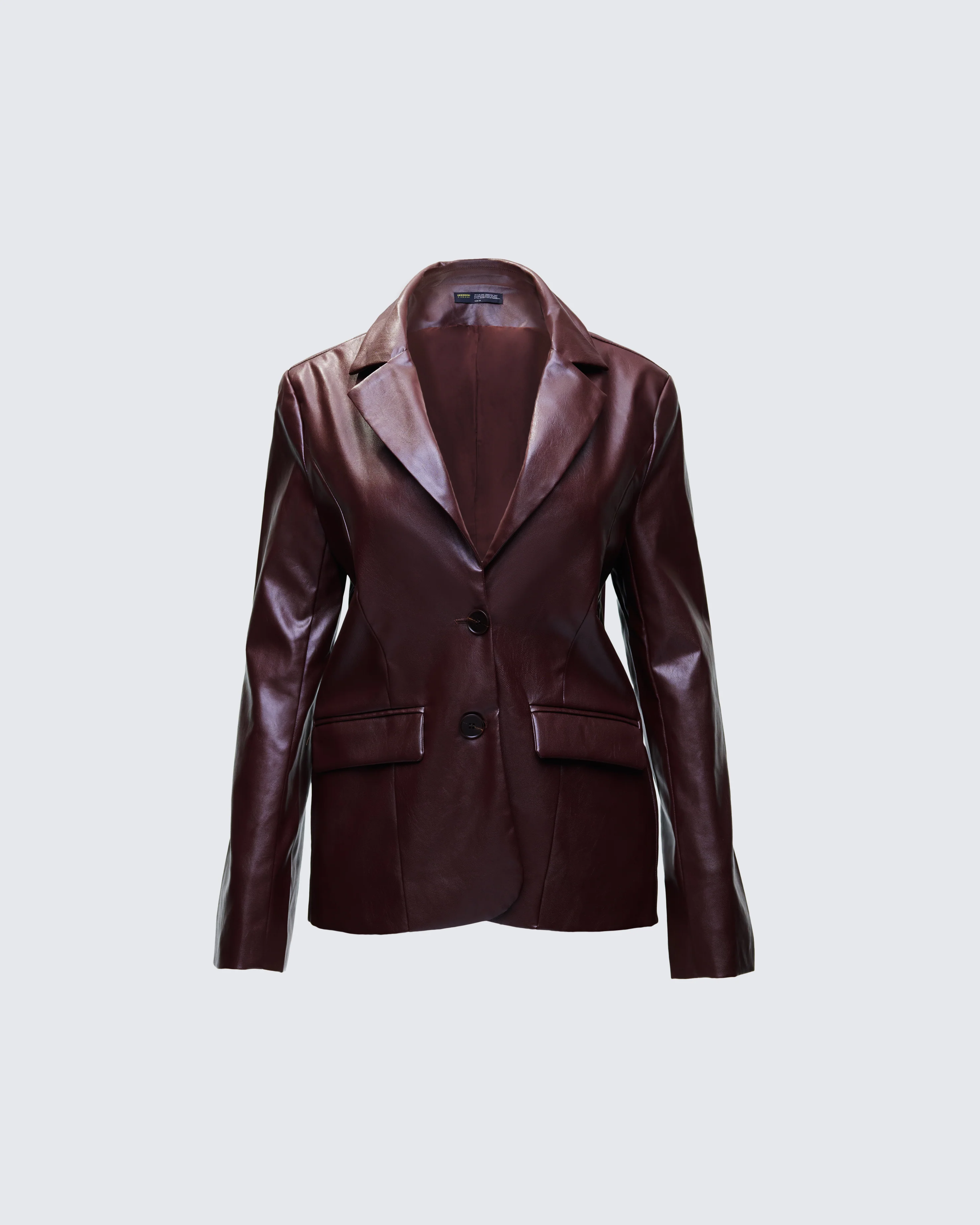 Thea Brown Vegan Leather Blazer