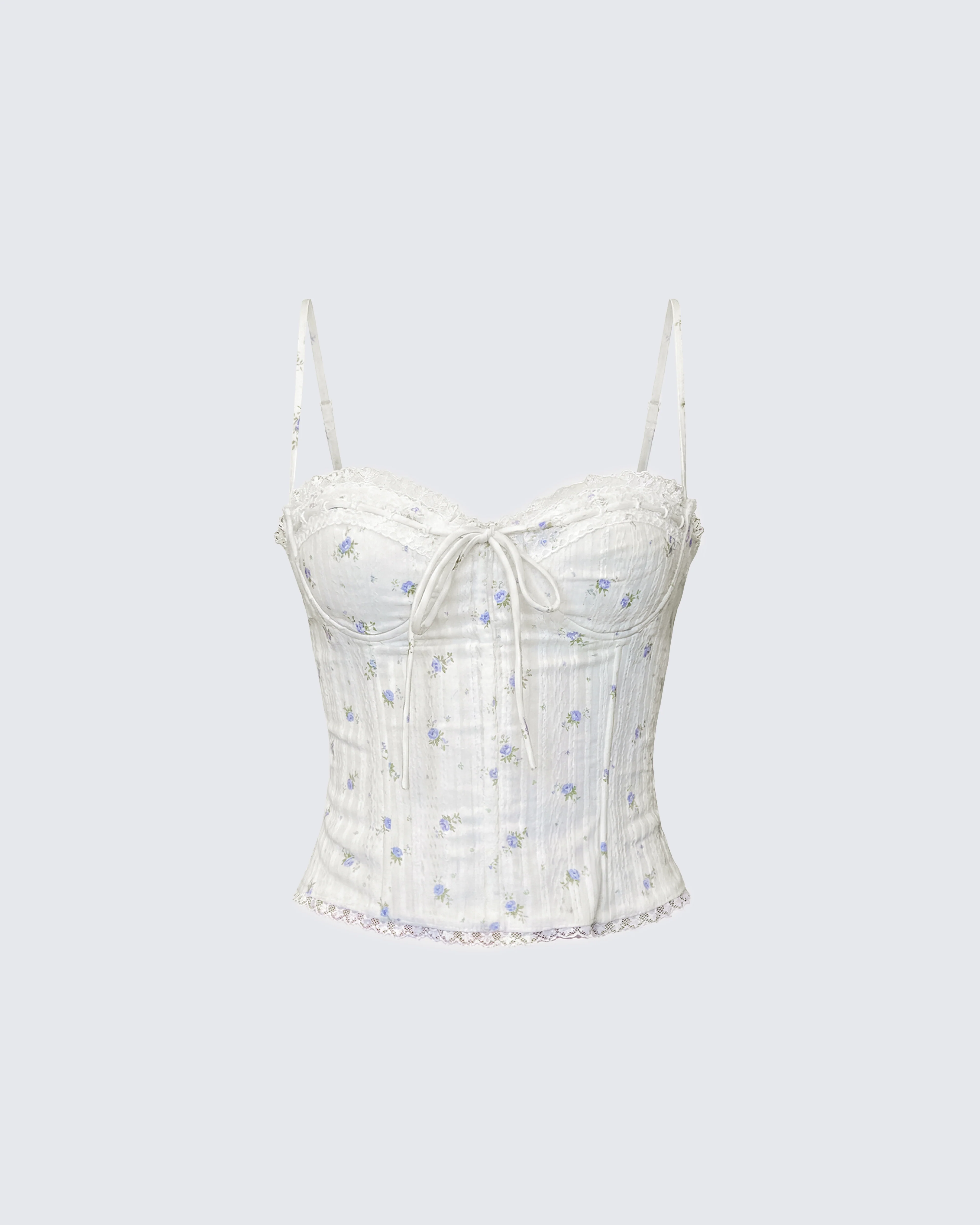 Yasmie Multi Floral Tie Detail Corset Top