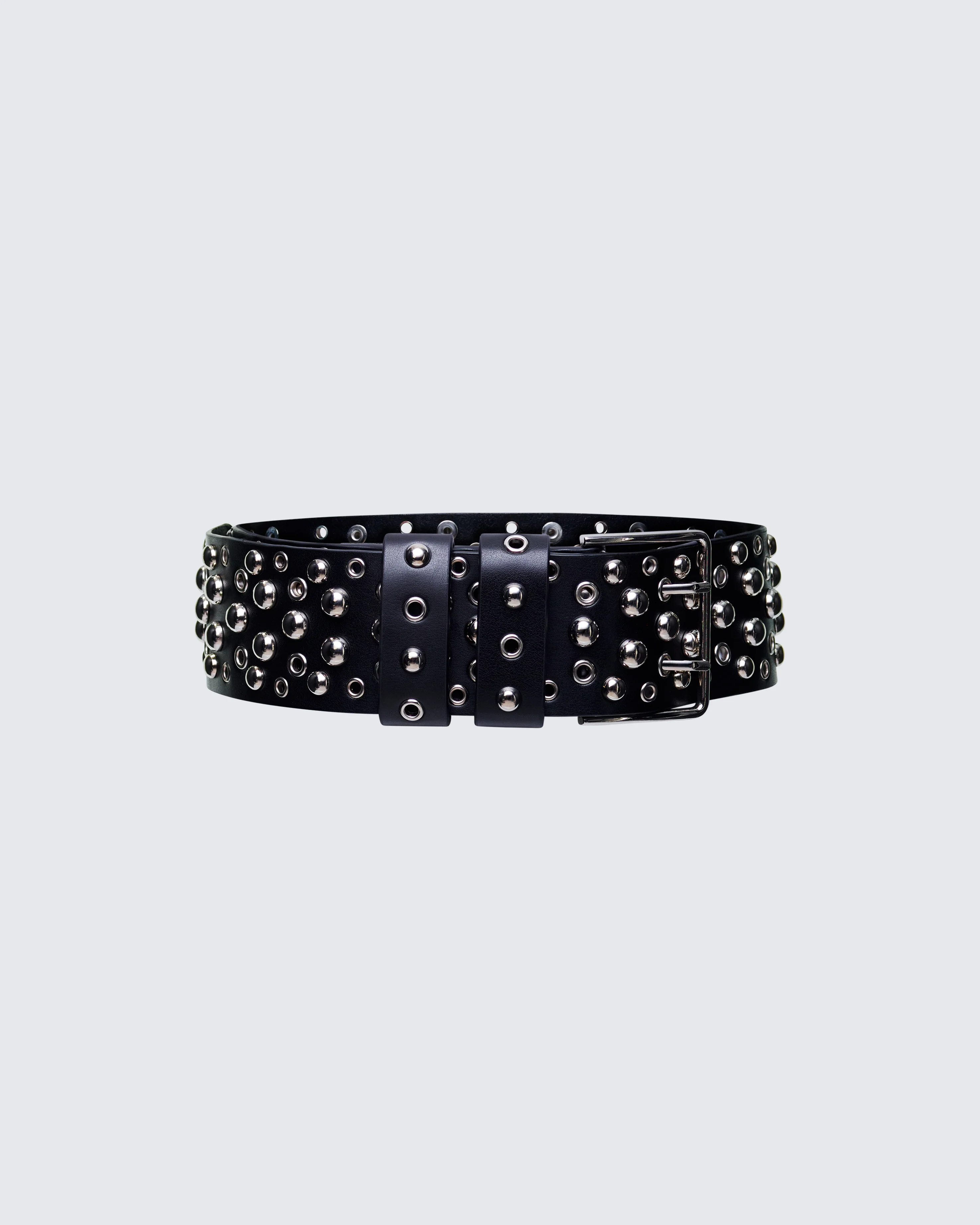 Quen Black Real Leather Studded Hip Belt