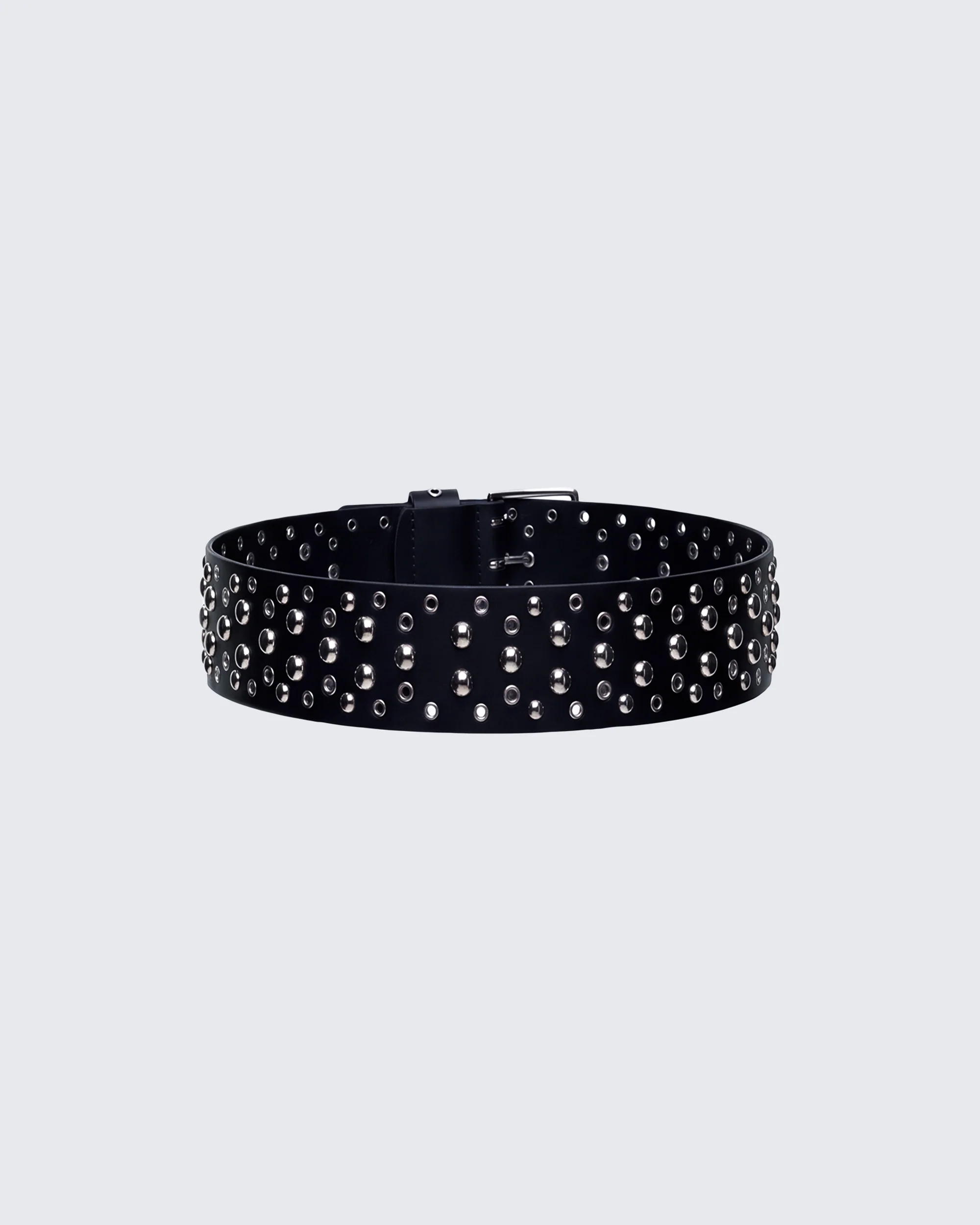 Quen Black Real Leather Studded Hip Belt