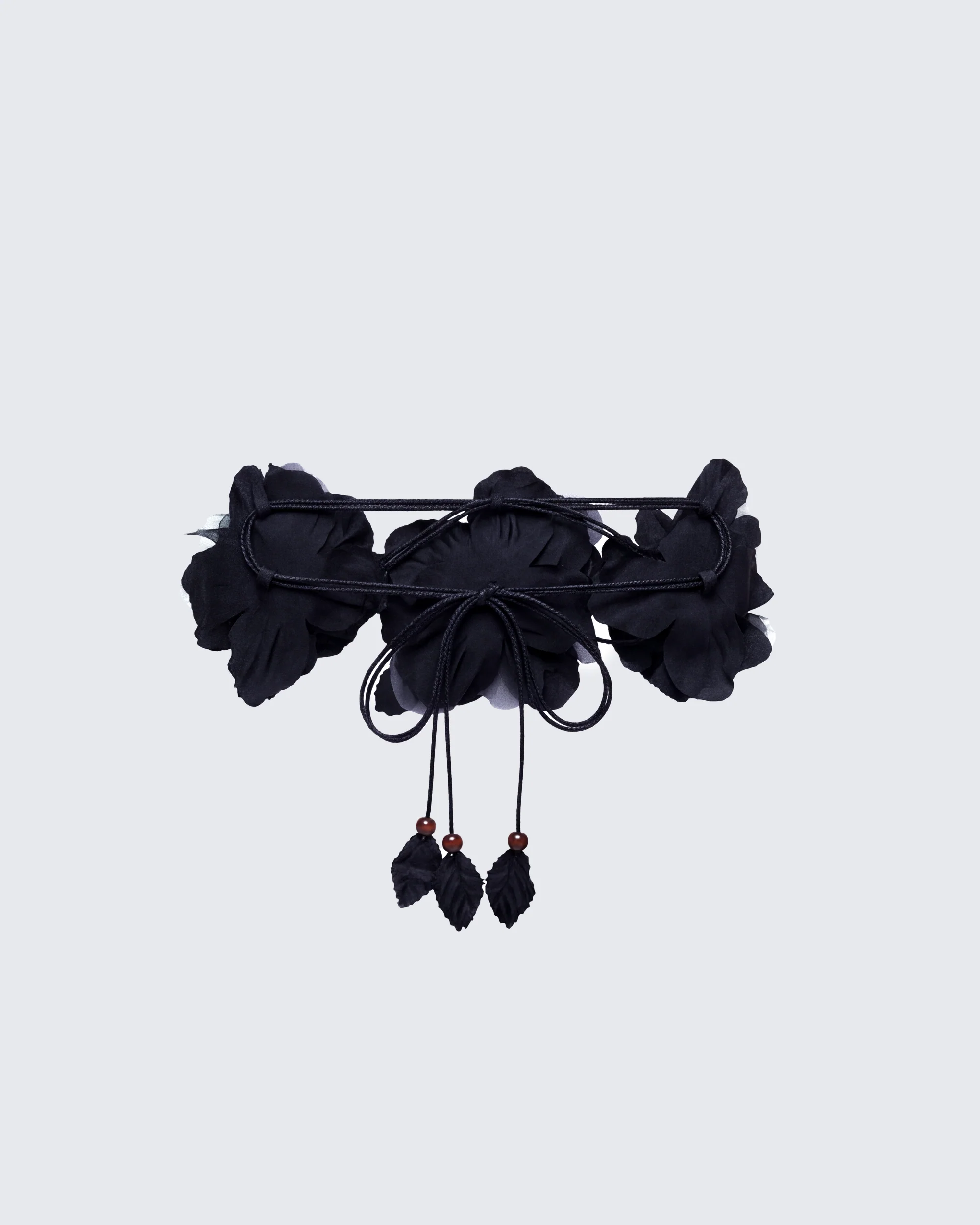 Jacira Black Triple Corsage Tie Belt