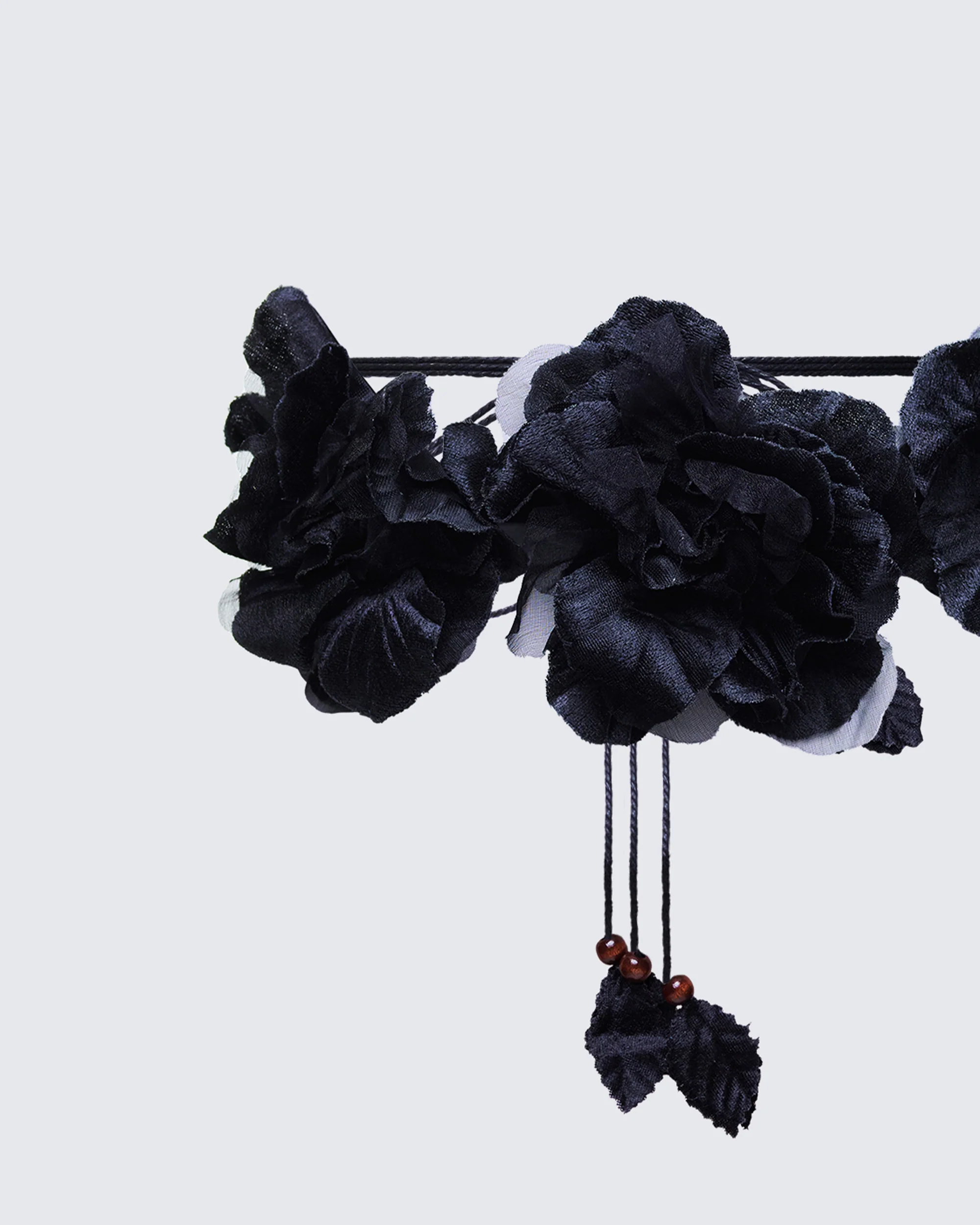 Jacira Black Triple Corsage Tie Belt