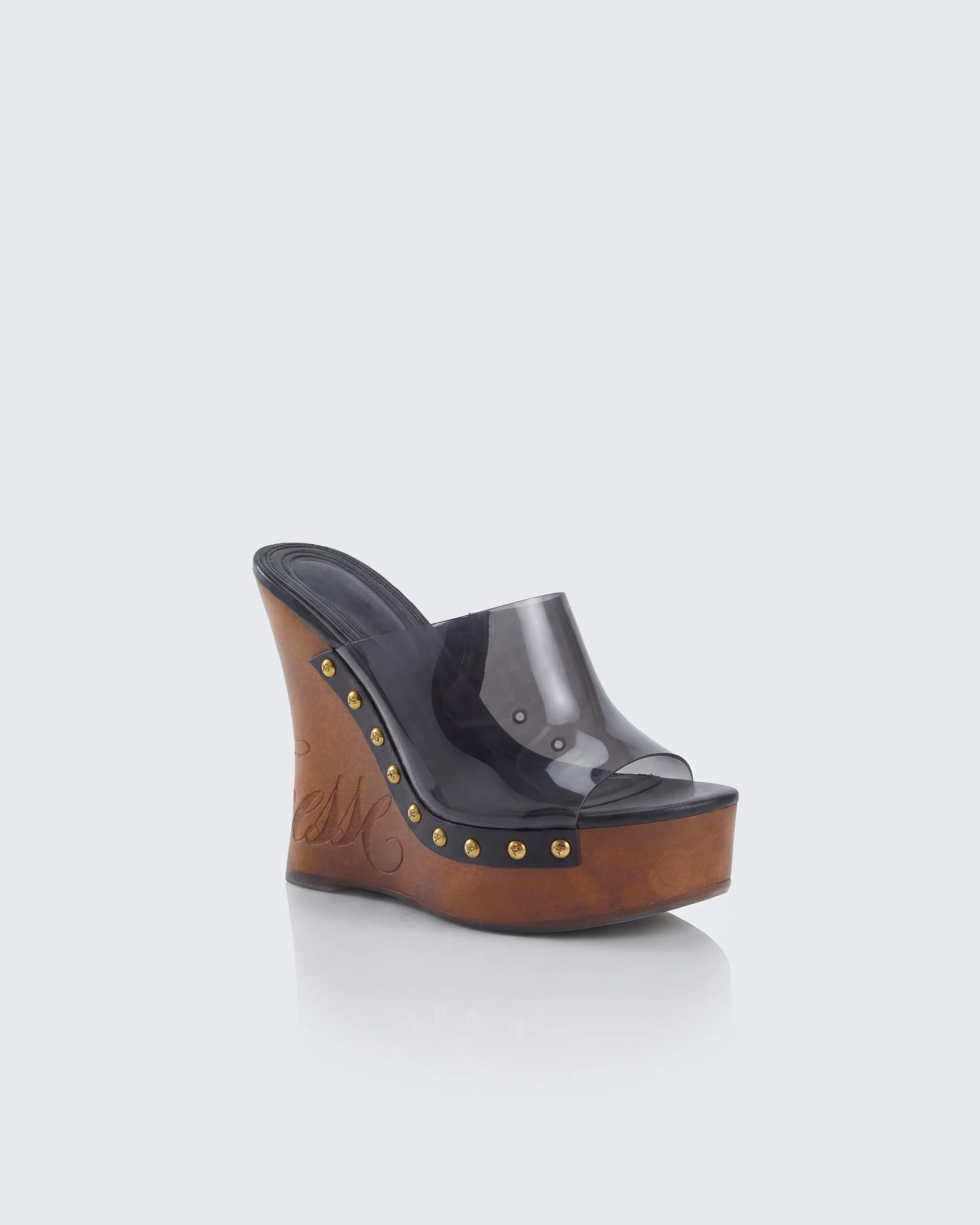 Warda Black Perspex Wooden Wedge