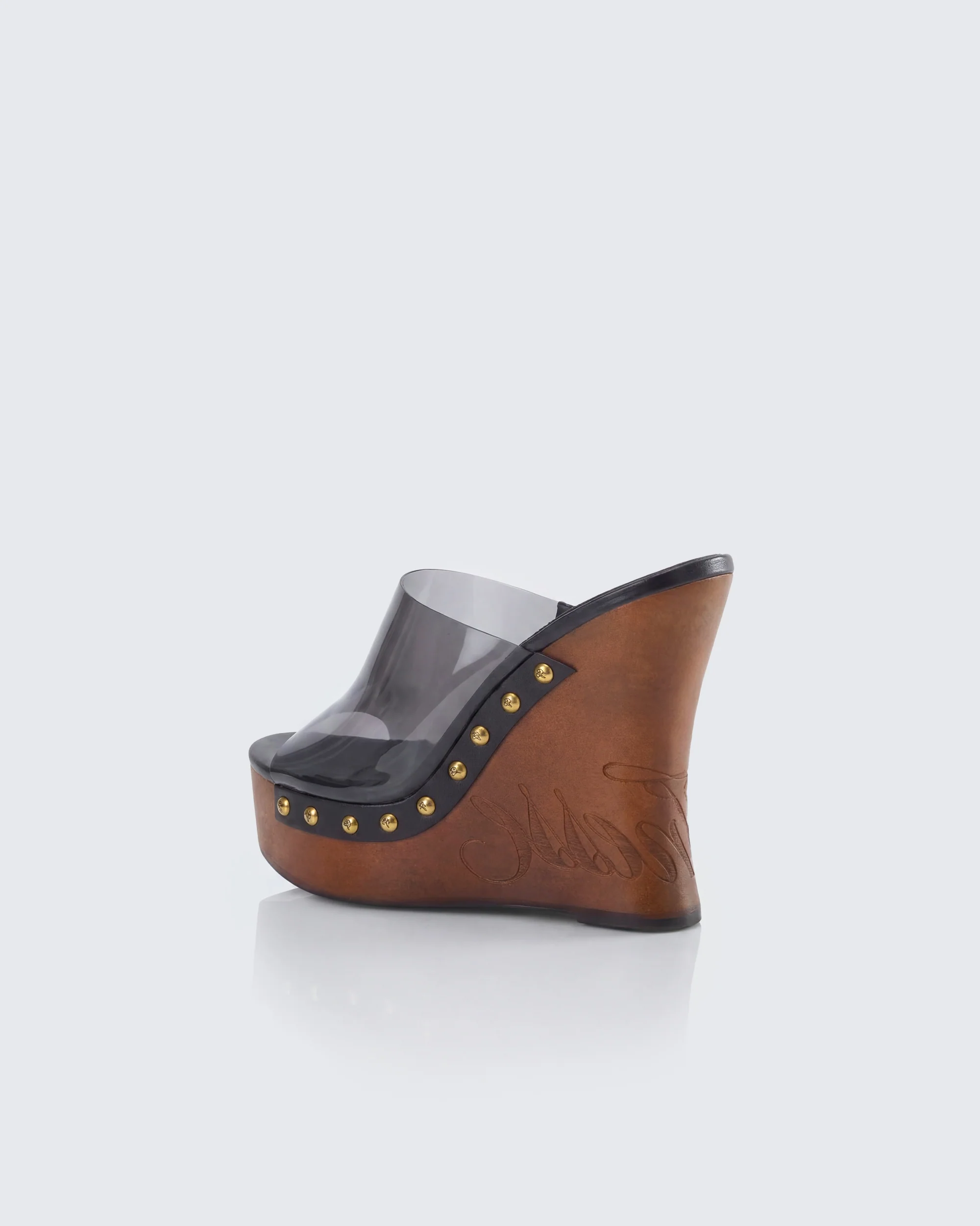 Warda Black Perspex Wooden Wedge