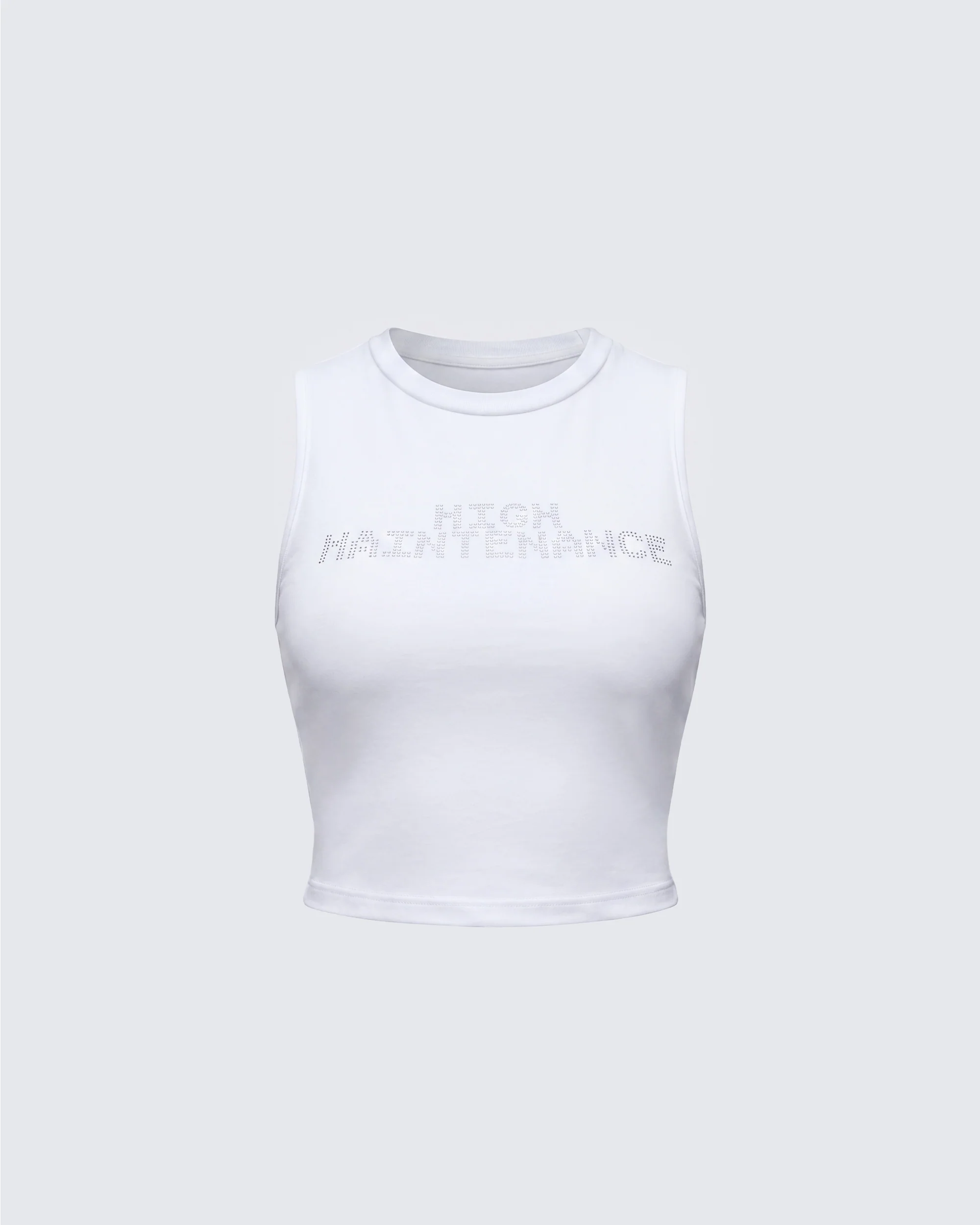 Rumi White Cropped Rhinestone Top