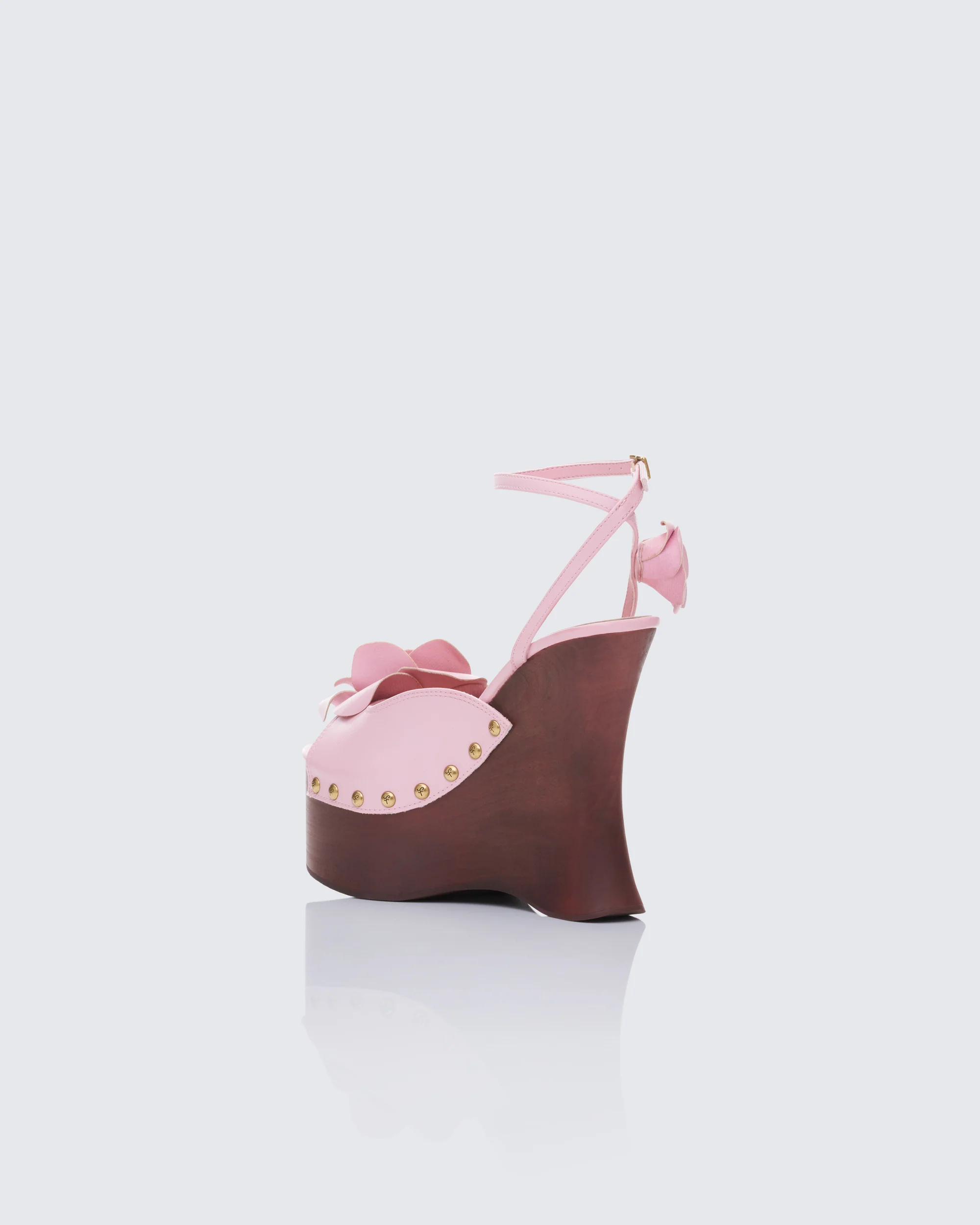 Elyanna Pink Corsage Wooden Wedges