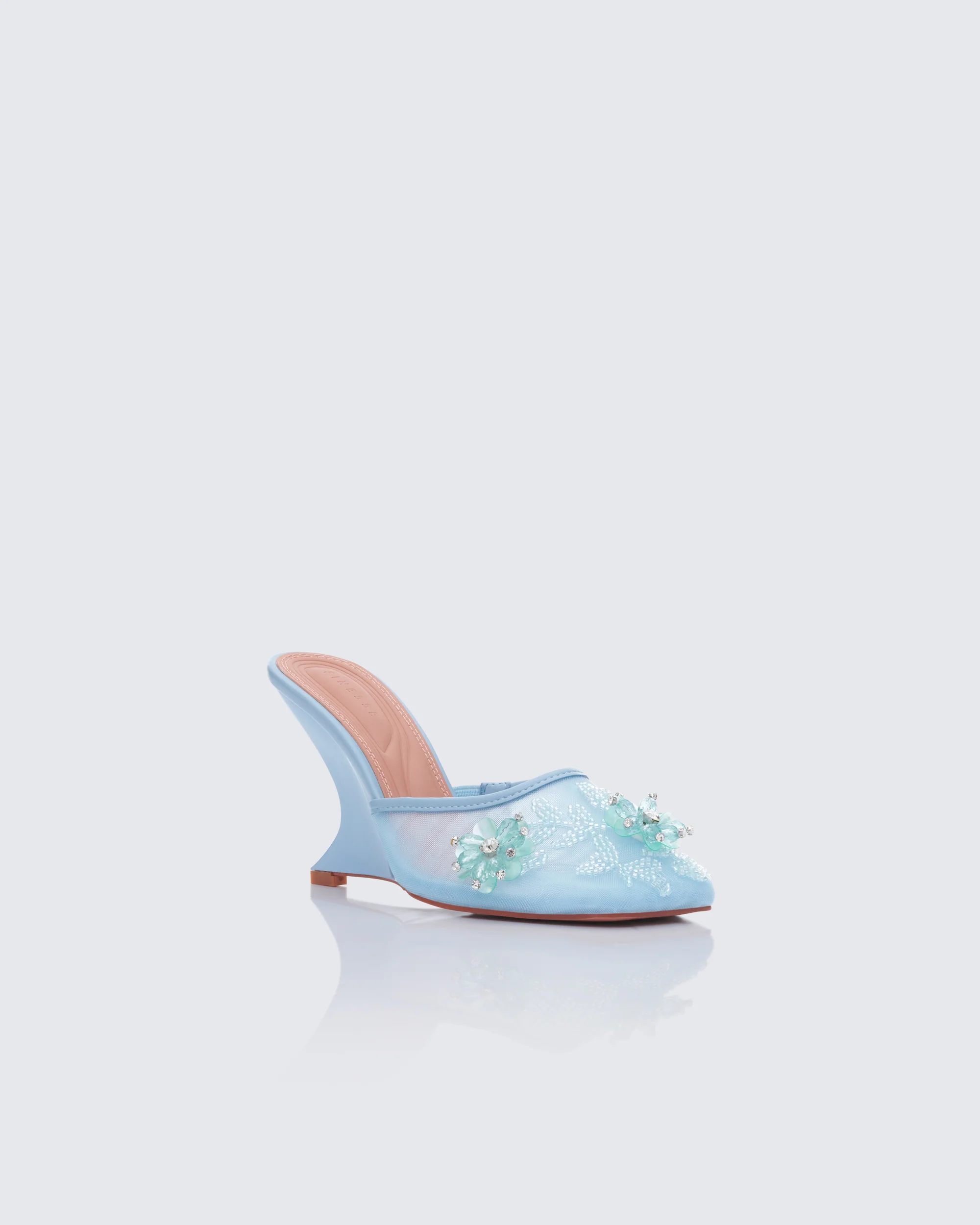 Brandi Blue Mesh Wedge Sandal