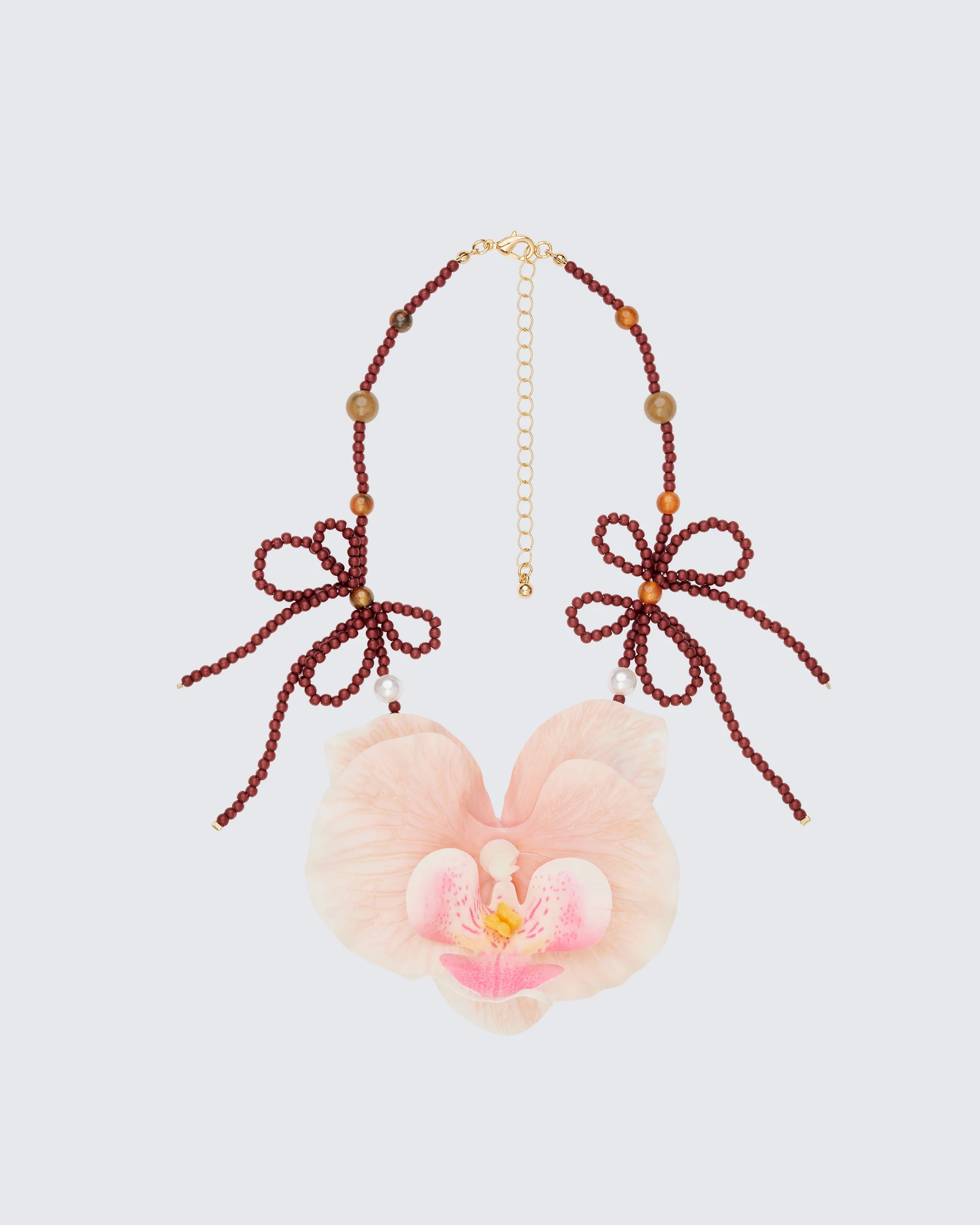 Marigold Pink Orchid Bead Choker