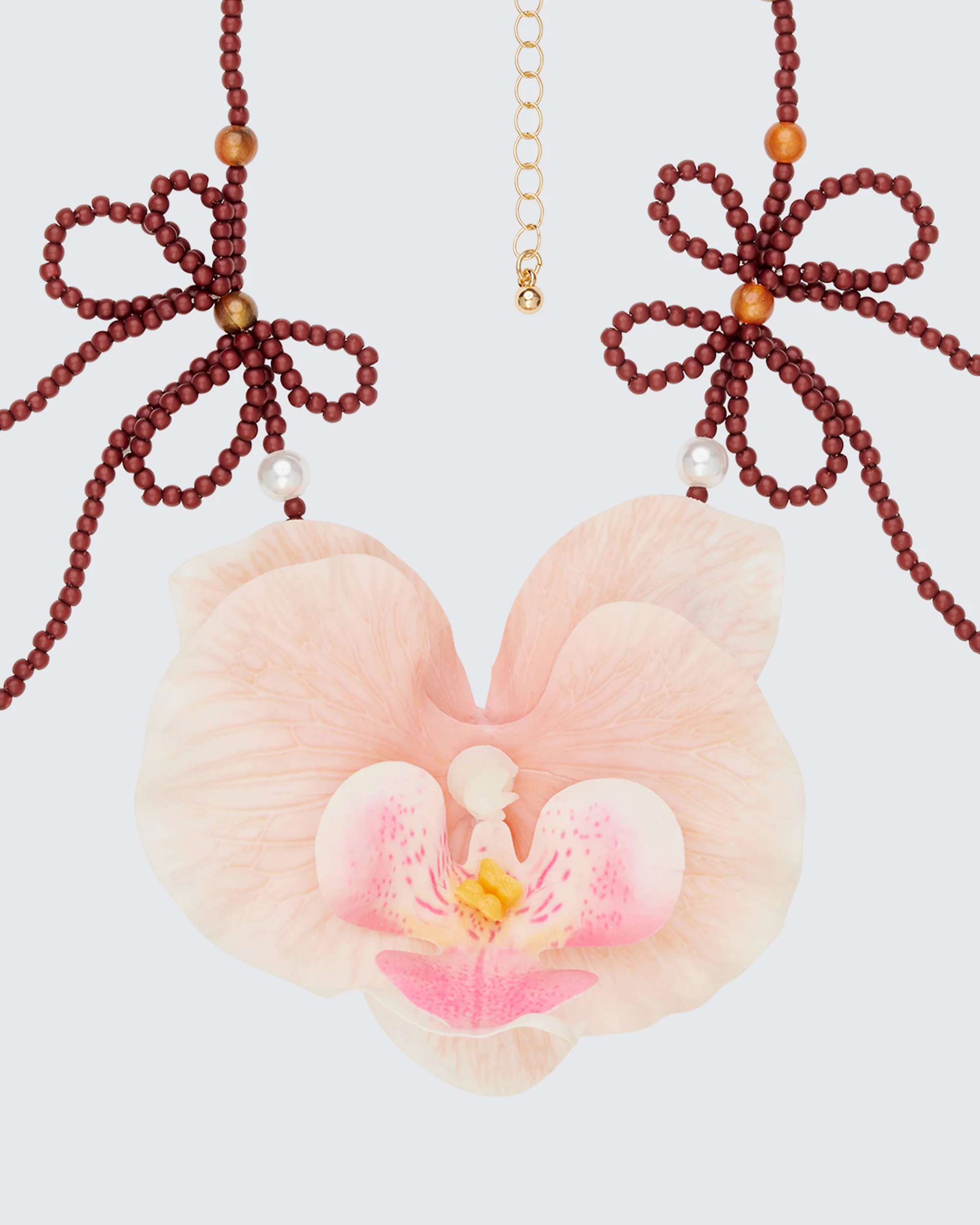 Marigold Pink Orchid Bead Choker
