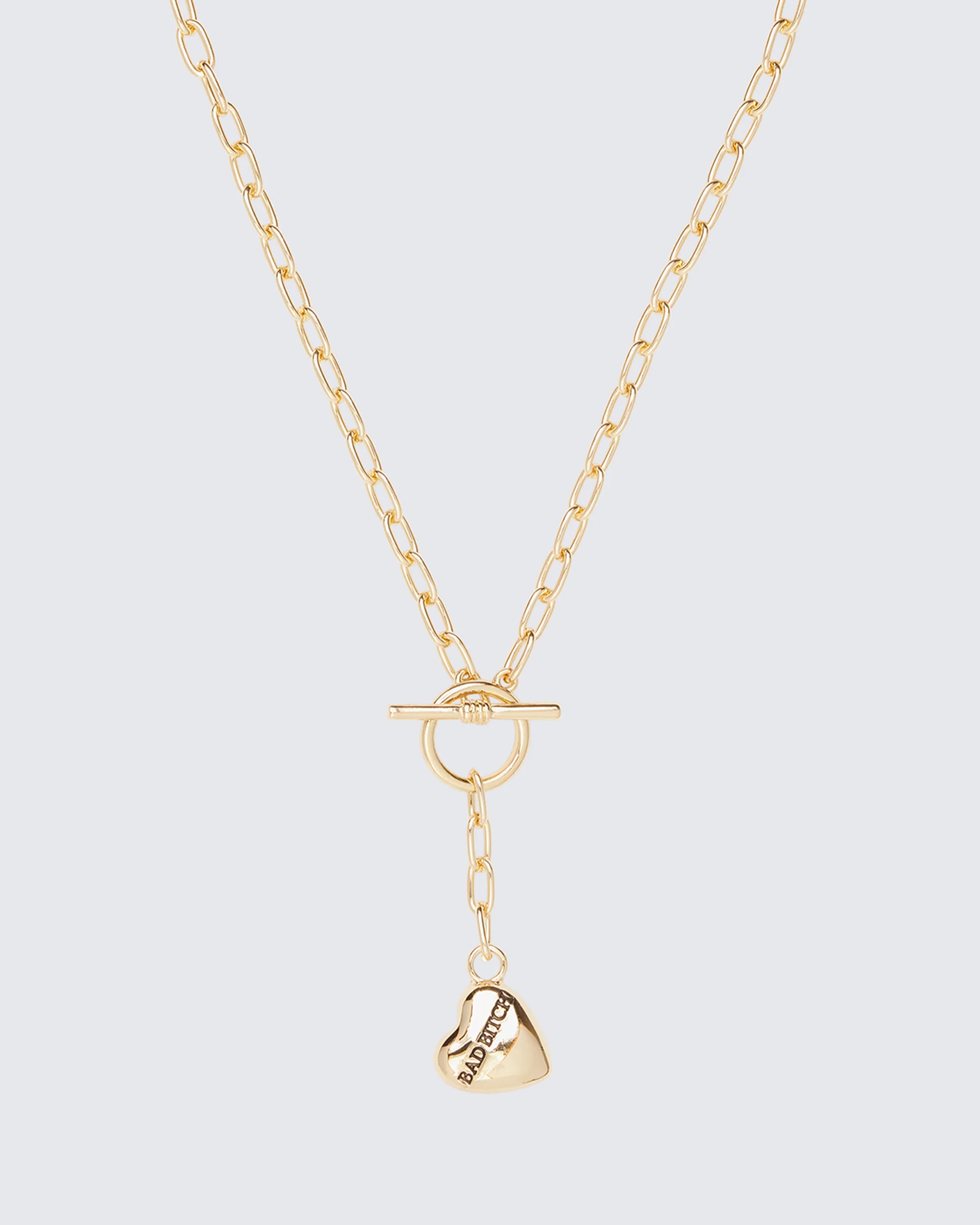 Odetta Gold T-Bar Heart Pendant Necklace