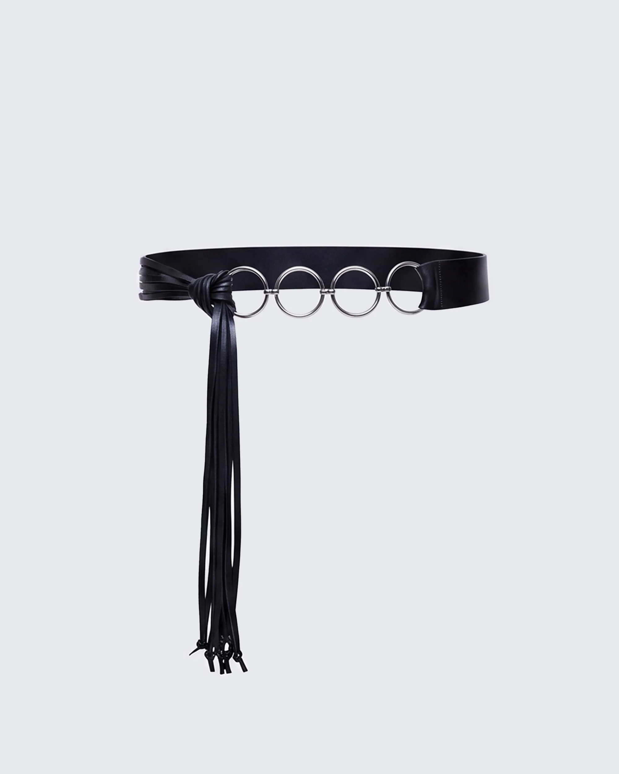 Abeni Black Faux Leather Ring Belt