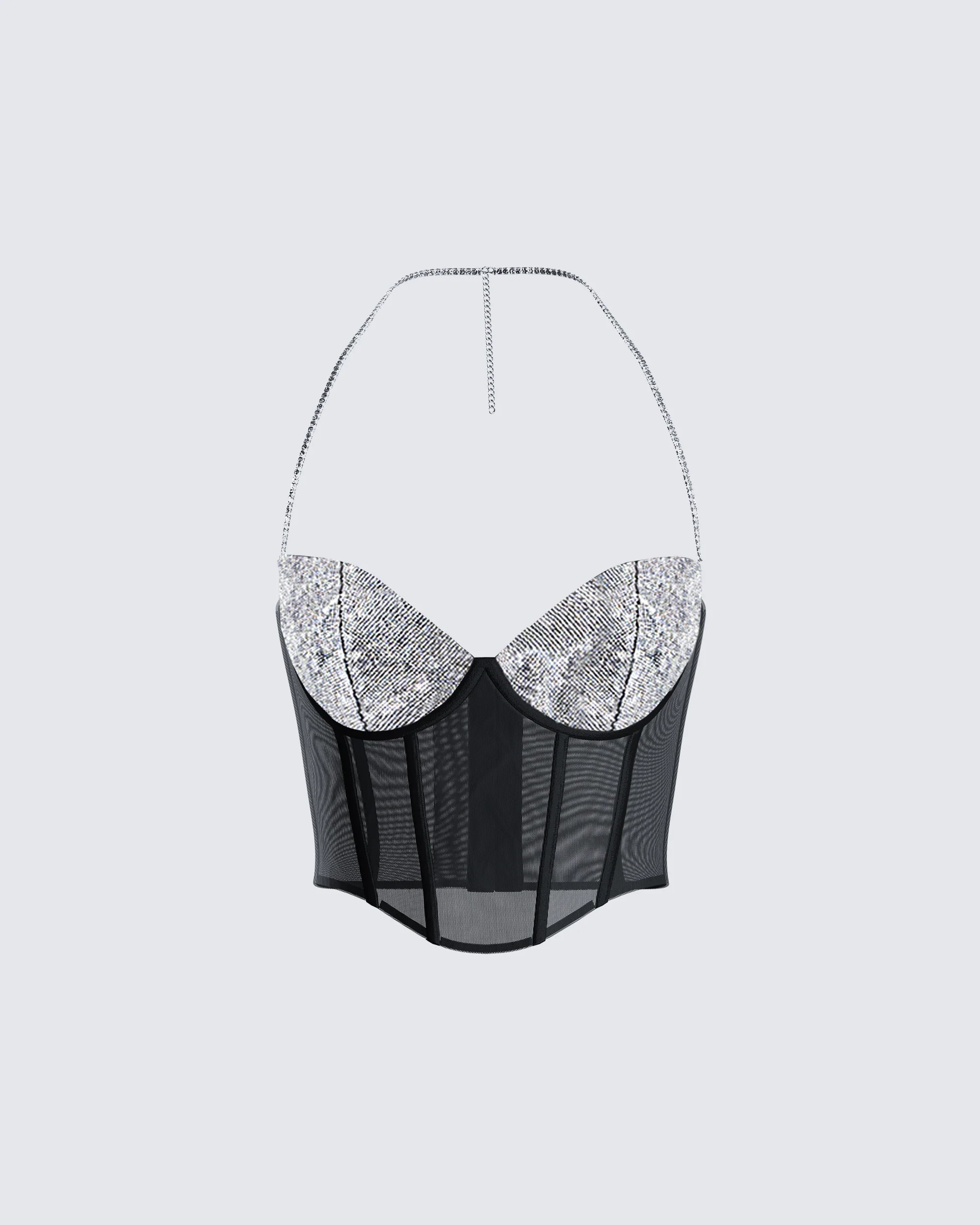 Aela Black Rhinestone Corset Top