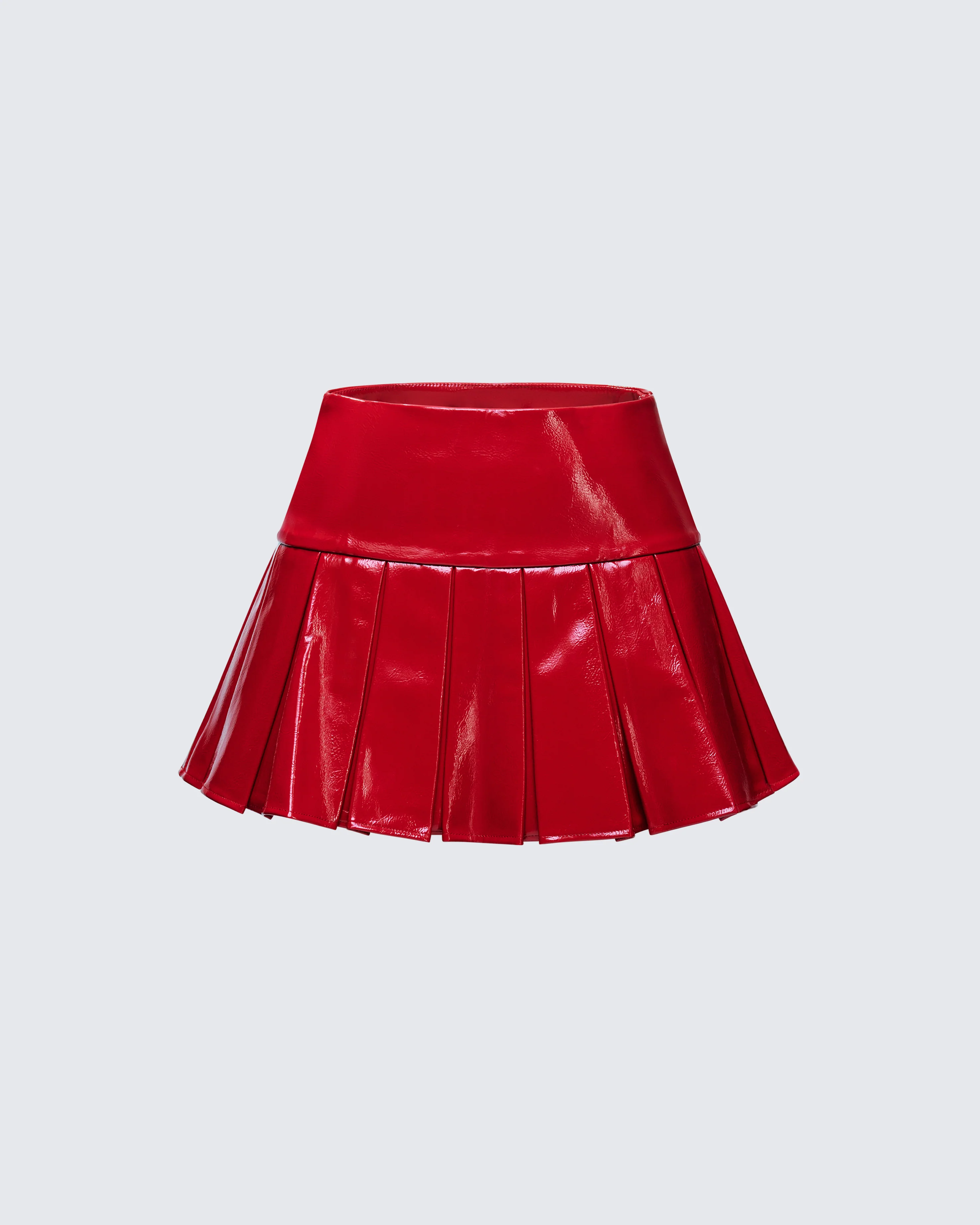Zaynah Red Vinyl Pleated Mini Skirt