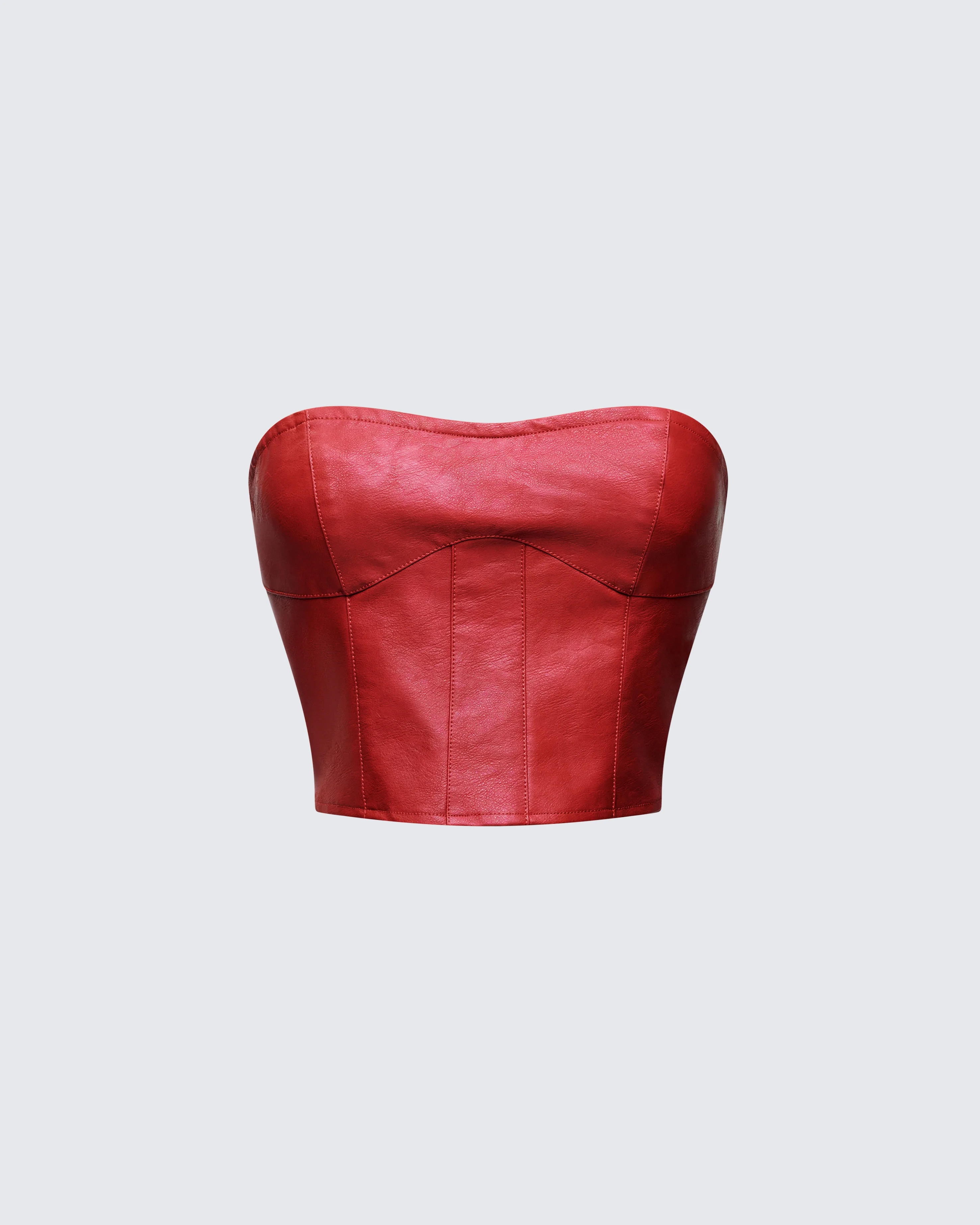 Novia Red Vegan Leather Corset Top