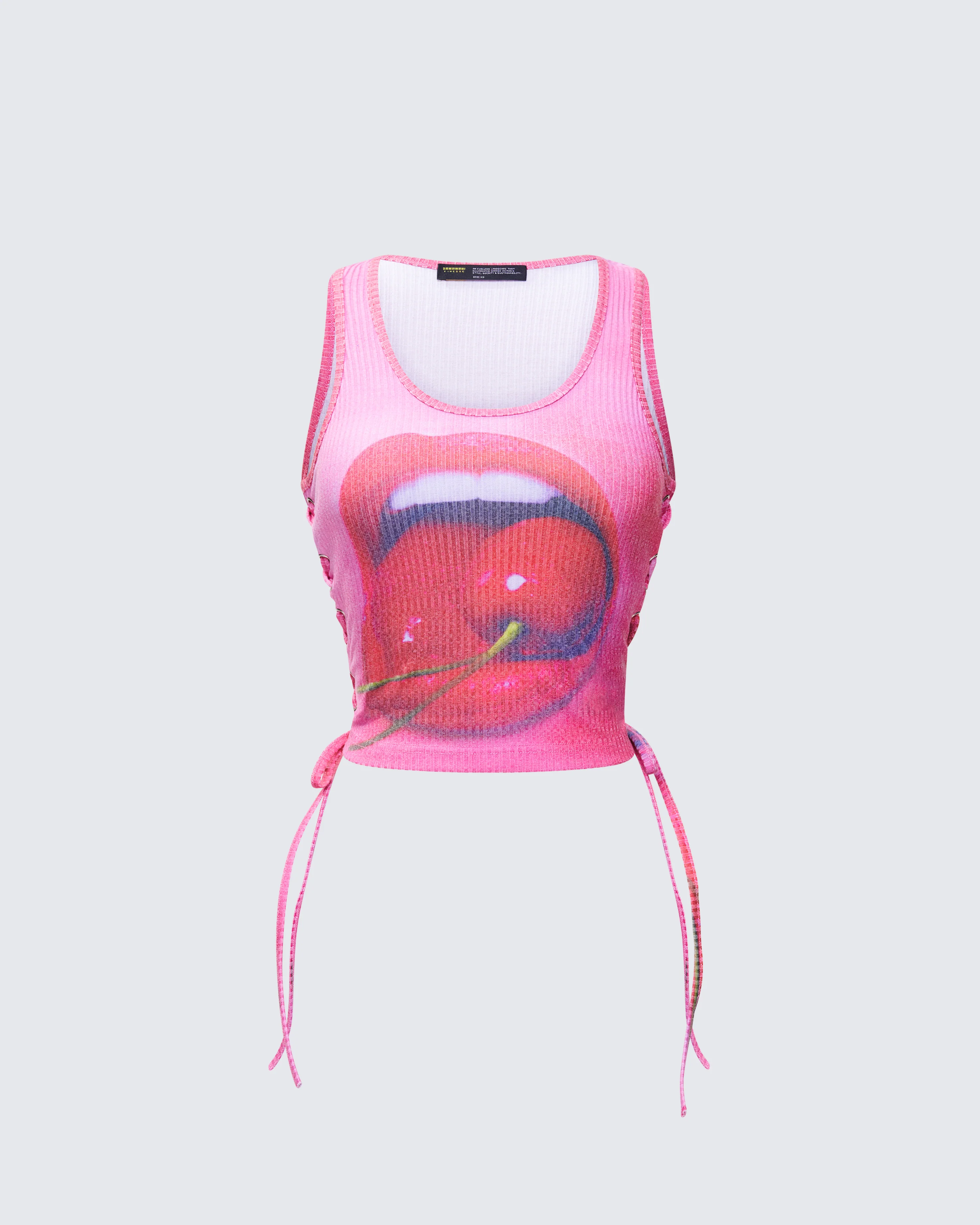 Nixie Pink Lace Up Graphic Tank