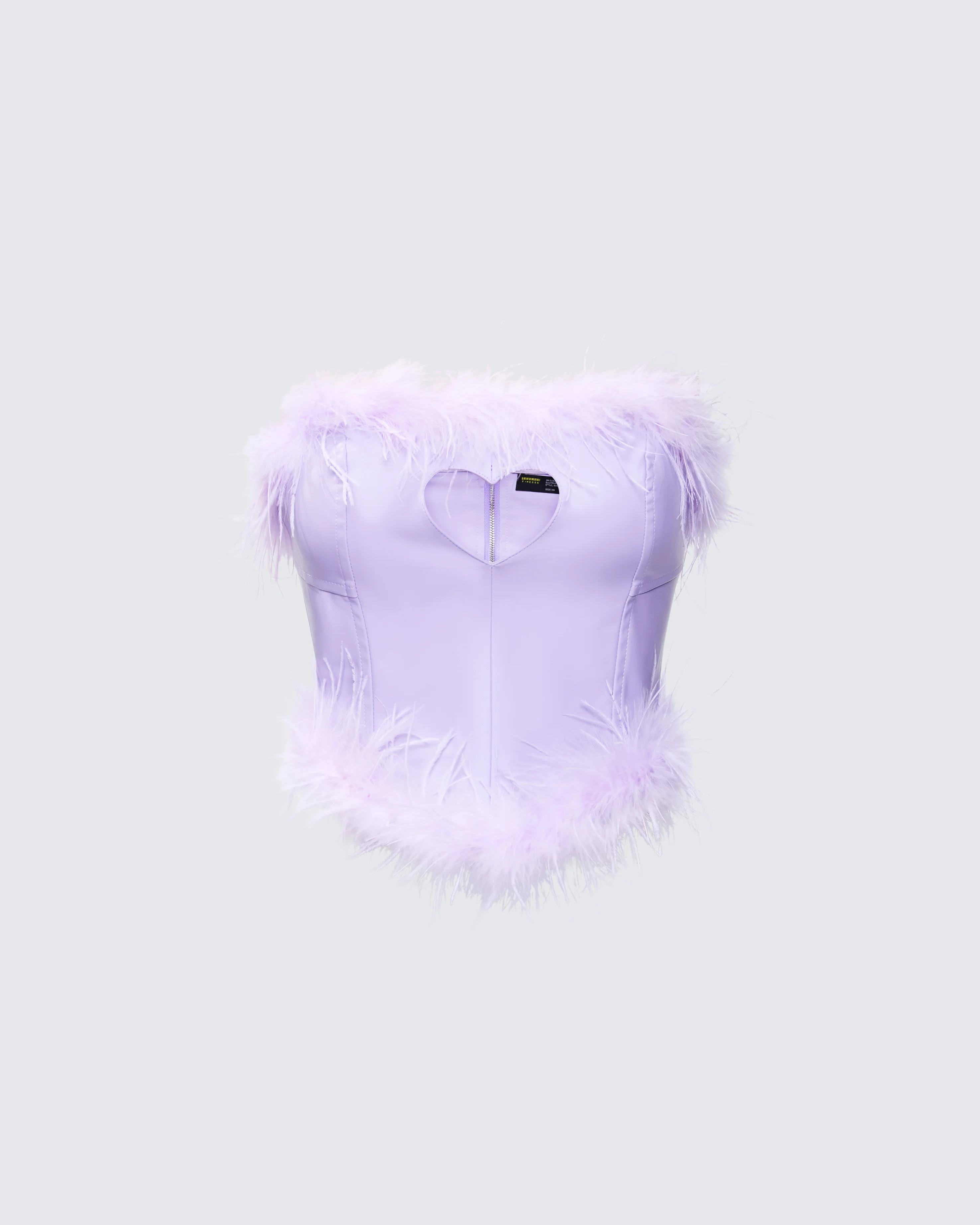 Abrielle Purple Cut Out Feather Corset Top