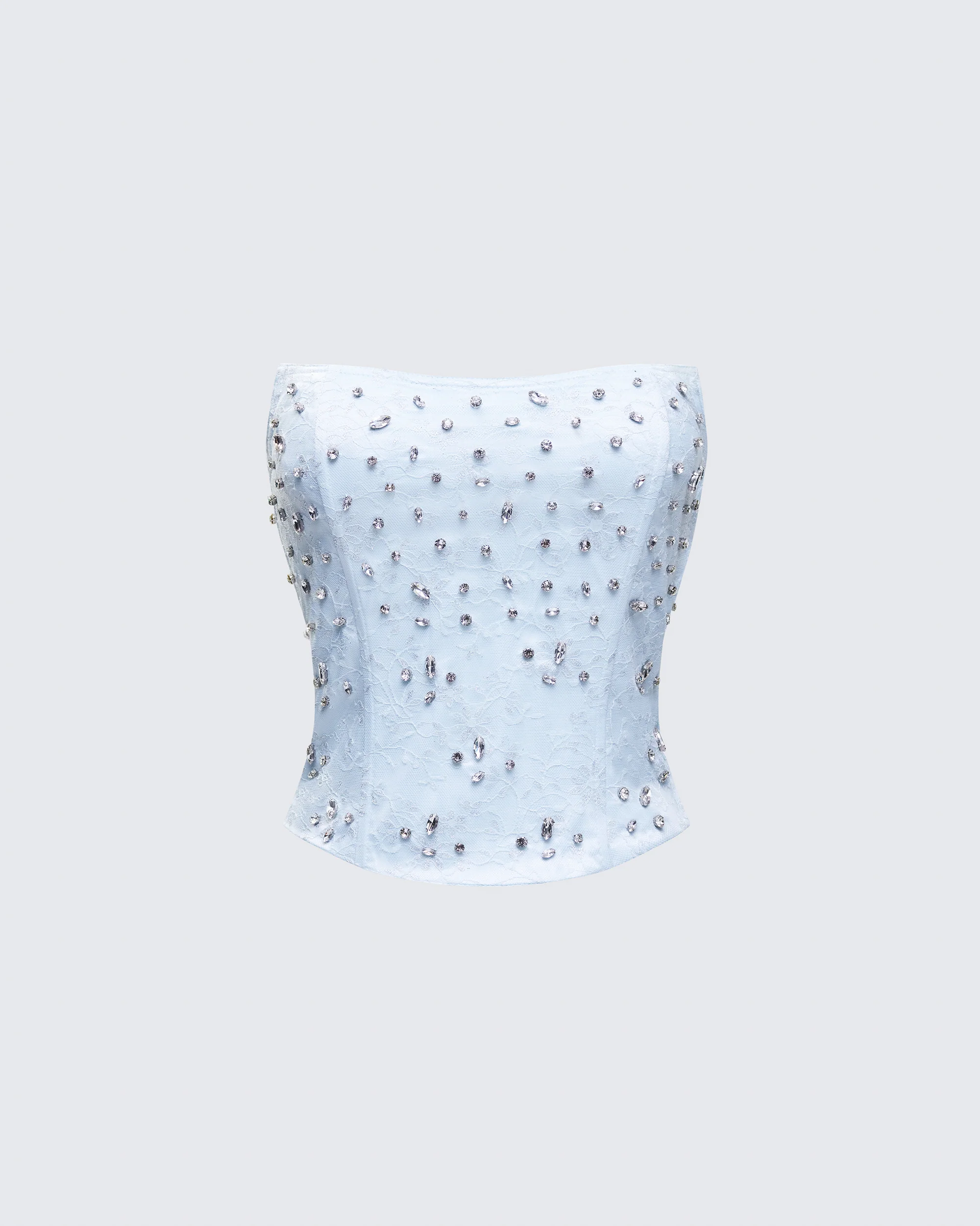Amielle Baby Blue Hand Beaded Top