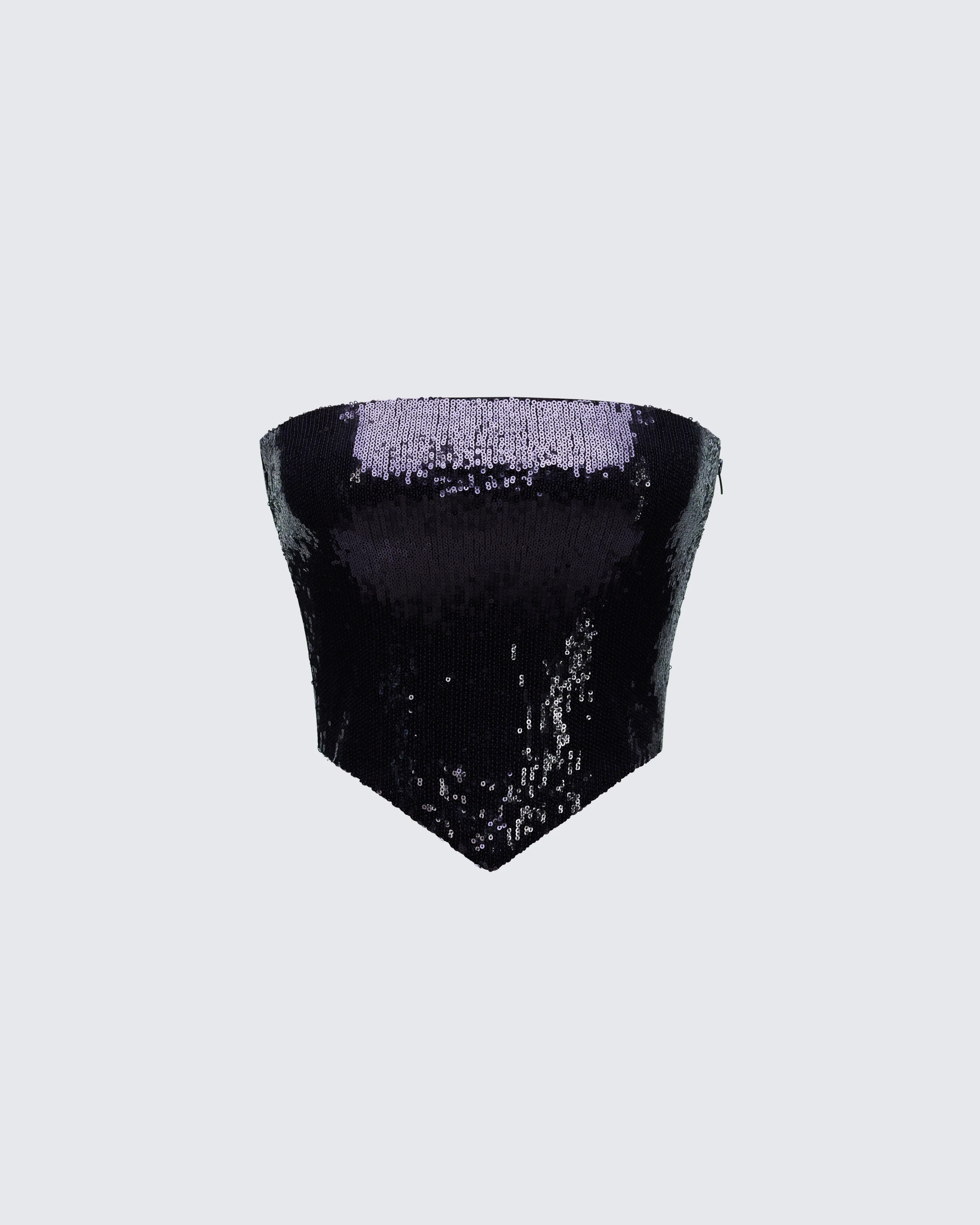 Astraia Black Sequin Bandeau Top