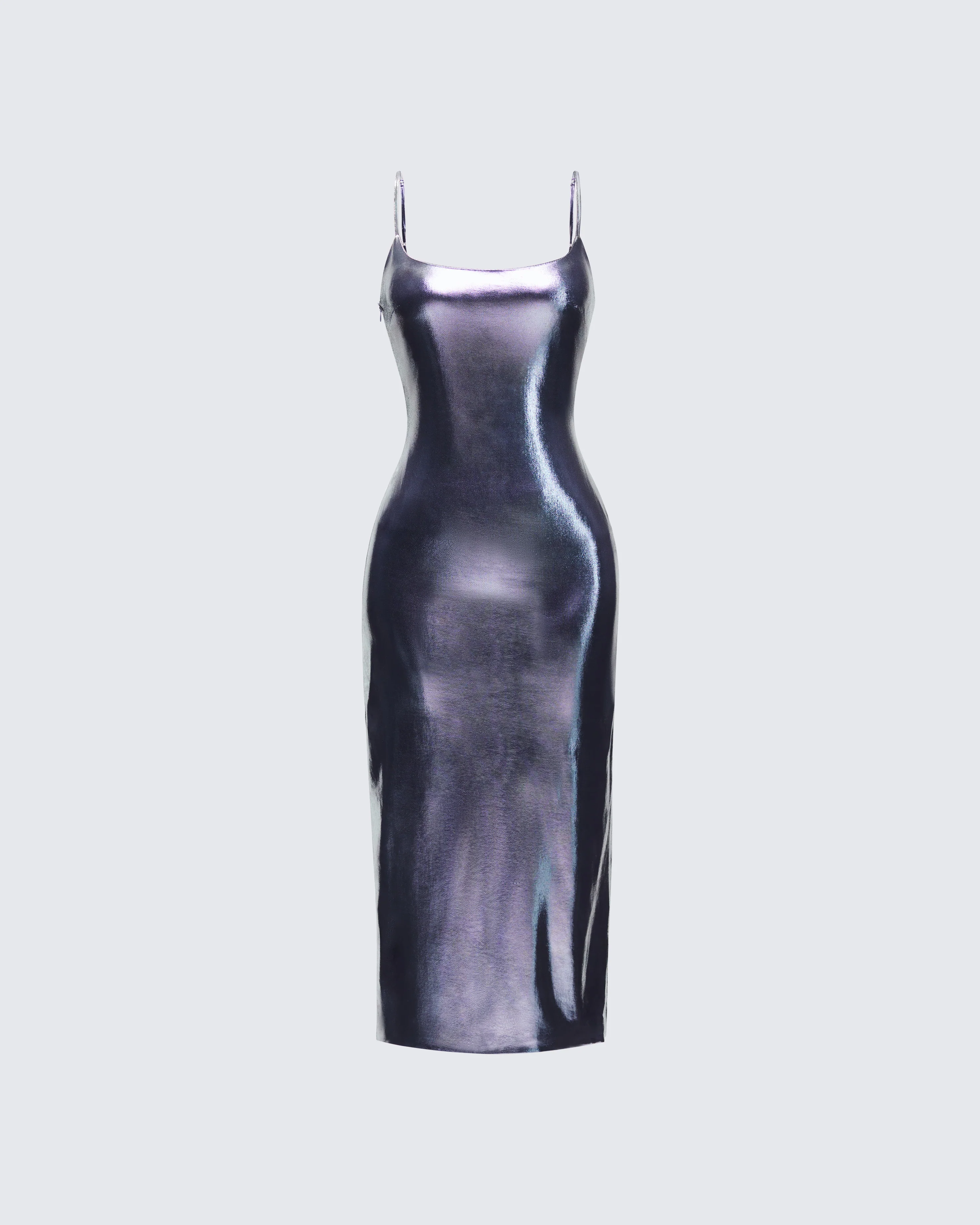 Aurra Metallic Gunmetal Midi Dress
