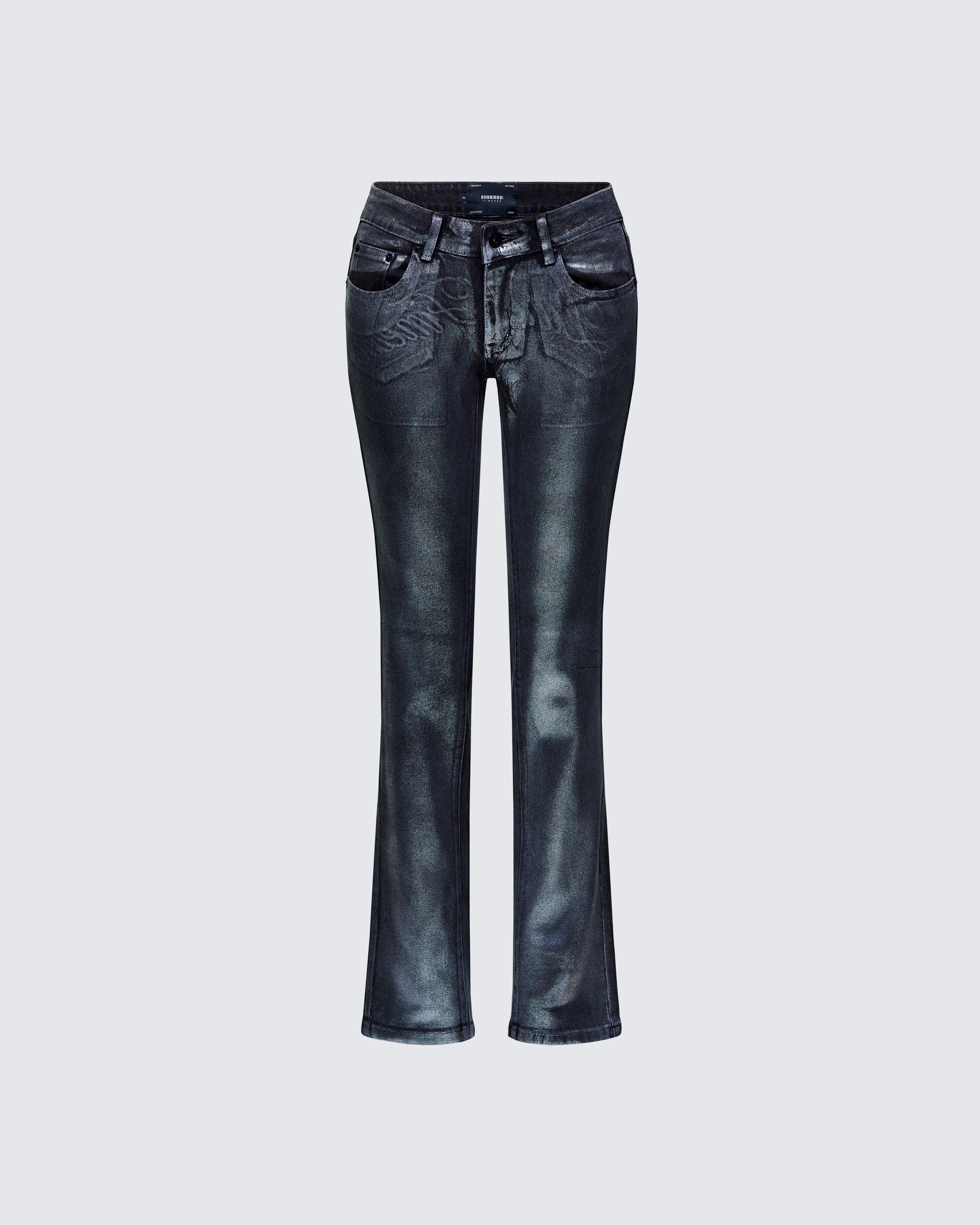 Averi Black Denim Foil Graphic Jeans