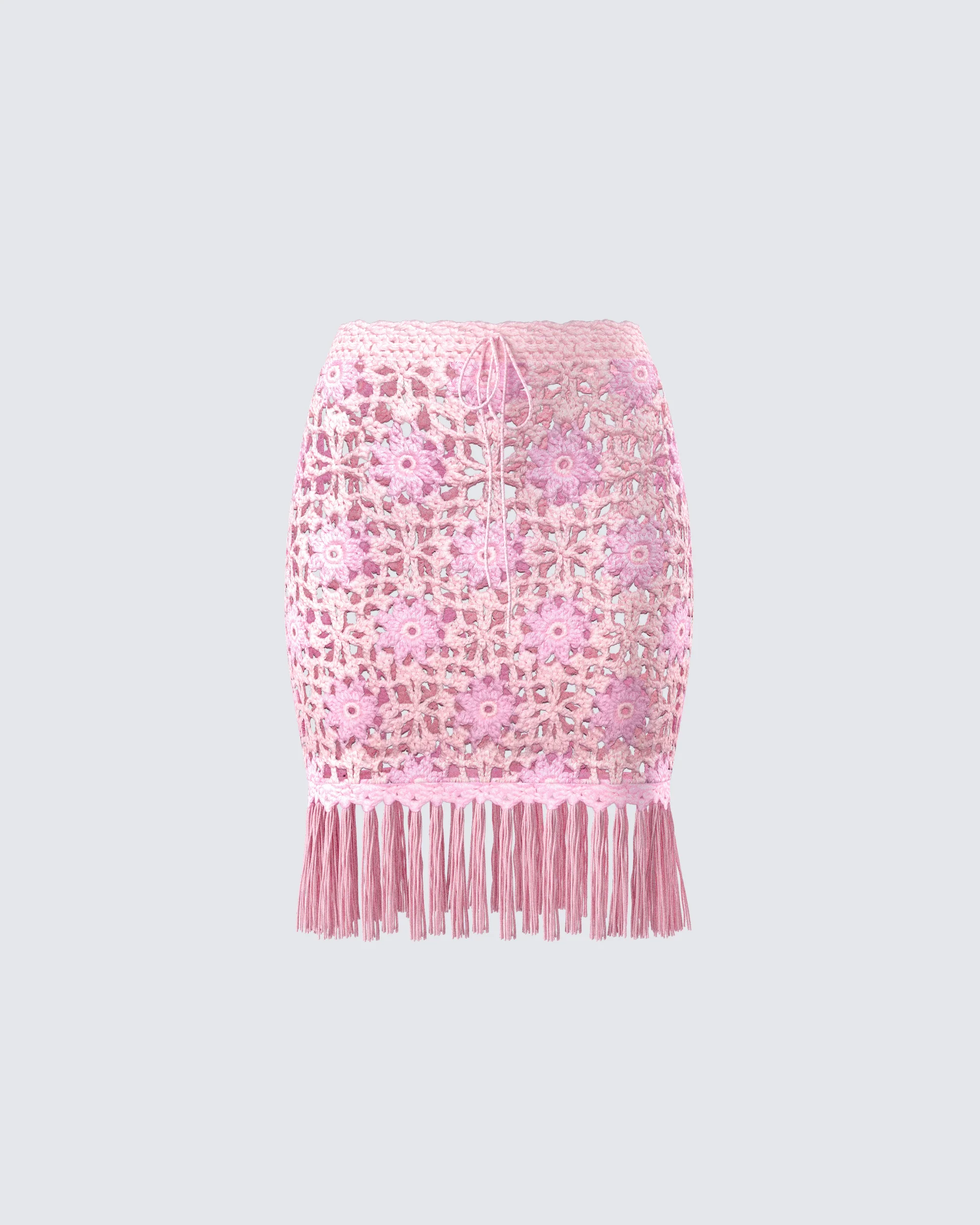 5748-aya-pink-floral-crochet-mini-skirt-1.webp Aya Pink Floral Crochet Mini Skirt