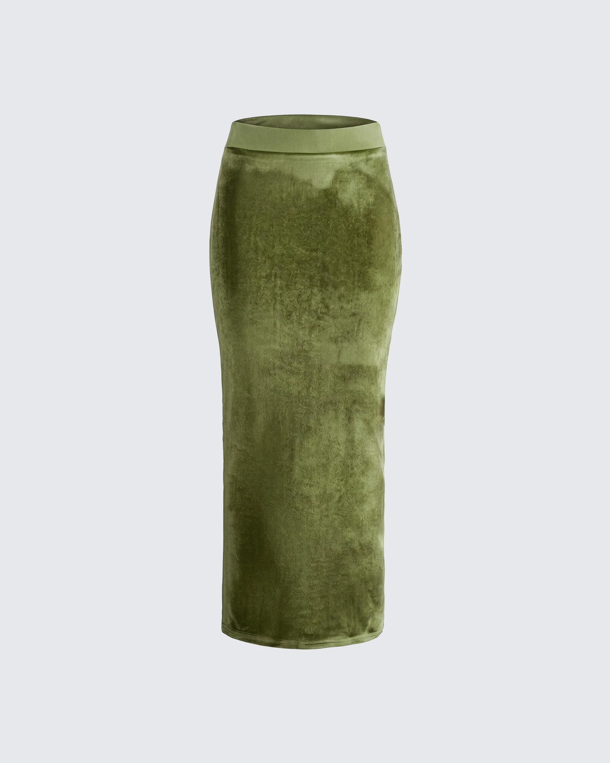 Ayla Olive Green Velvet Maxi Skirt