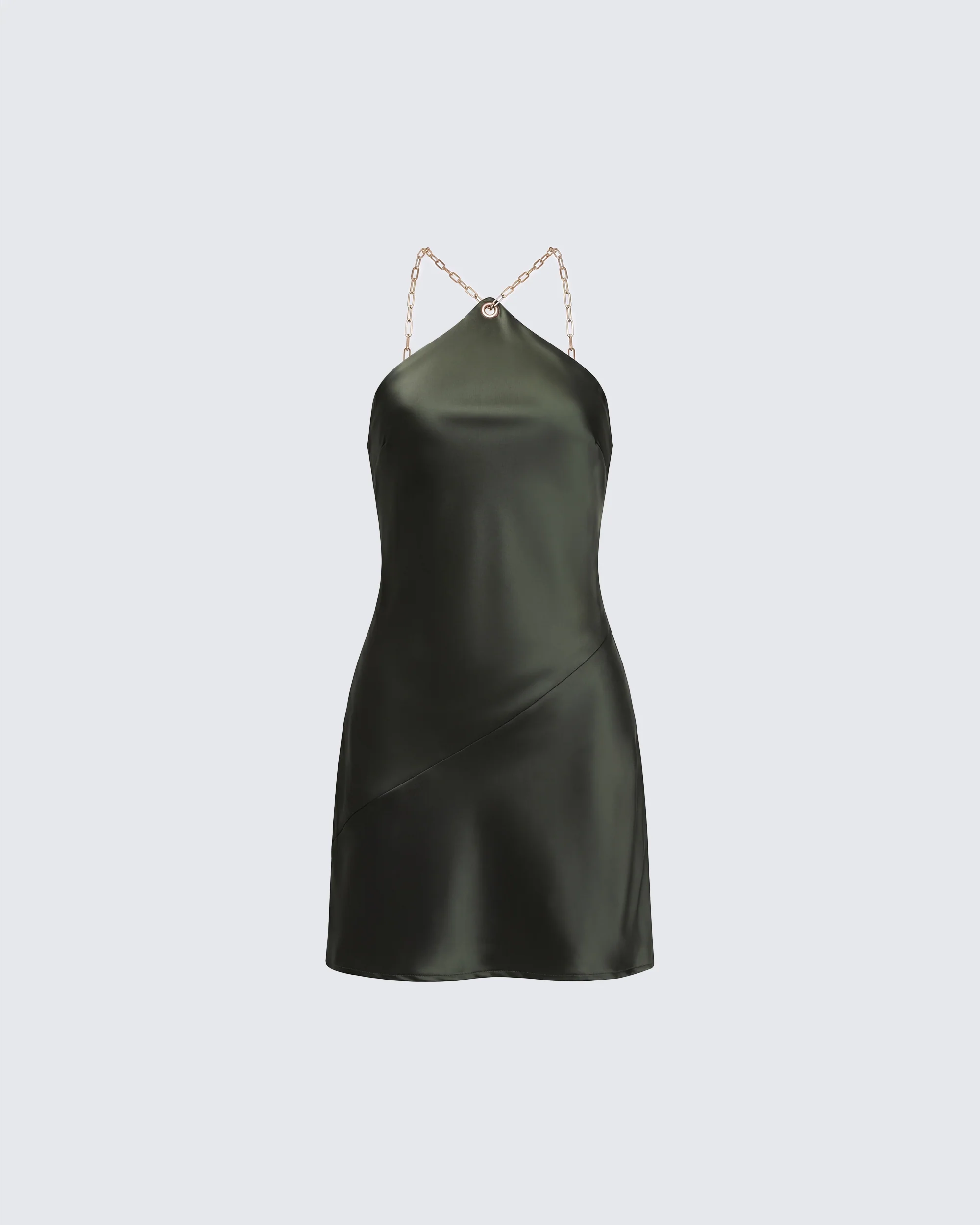 Bindi Olive Green Satin Mini Dress