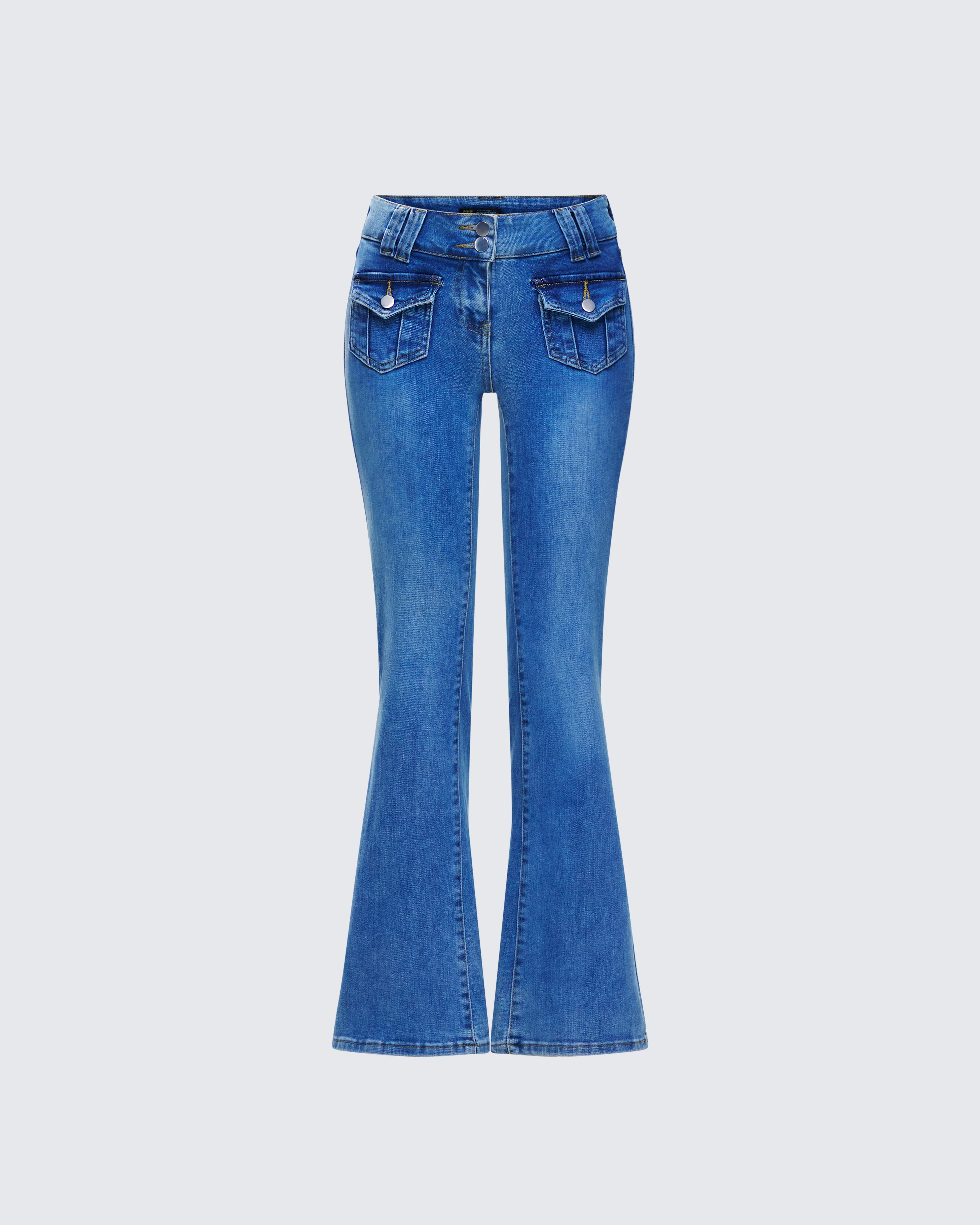 Bri Blue Denim Patch Pocket Jean