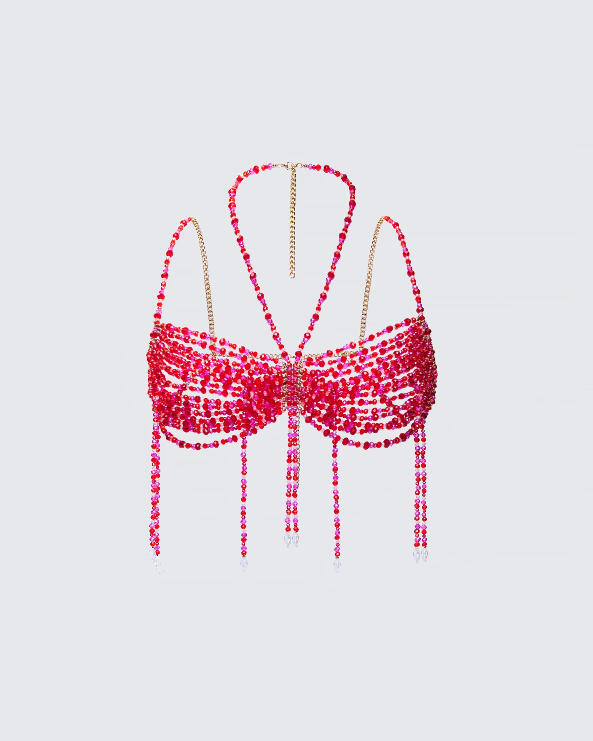 Celestia Red Beaded Bralette Top