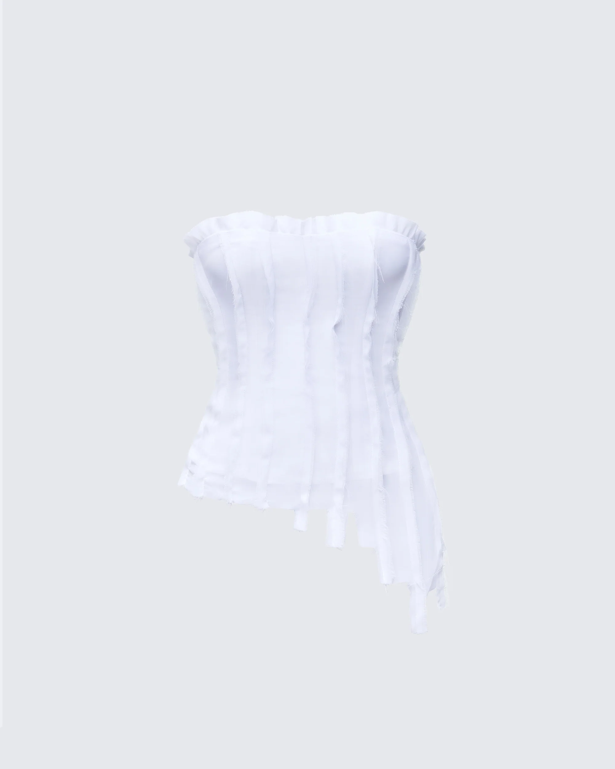 Claudette White Chiffon Asymmetric Corset Top