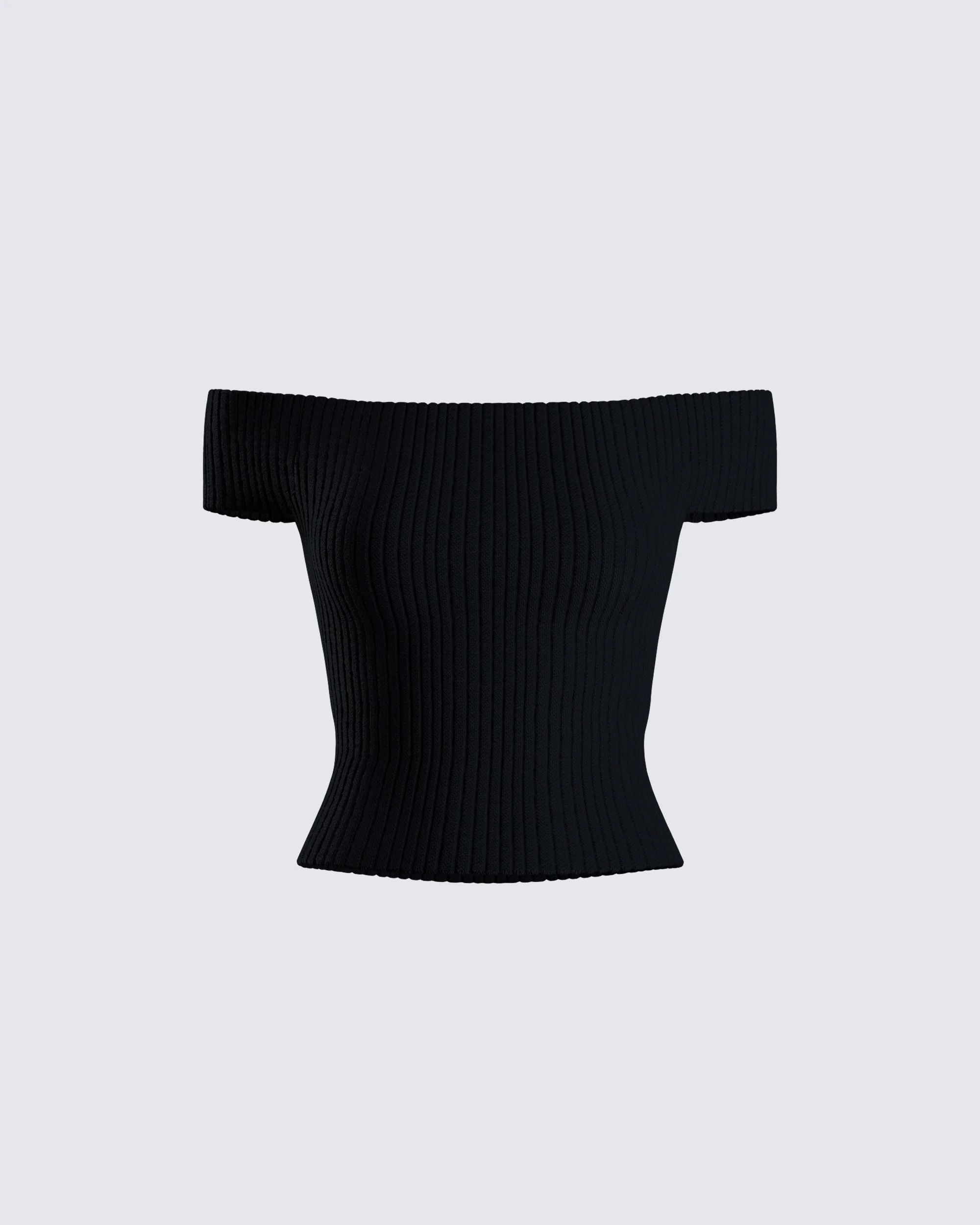 Crissle Black Rib Off Shoulder Top