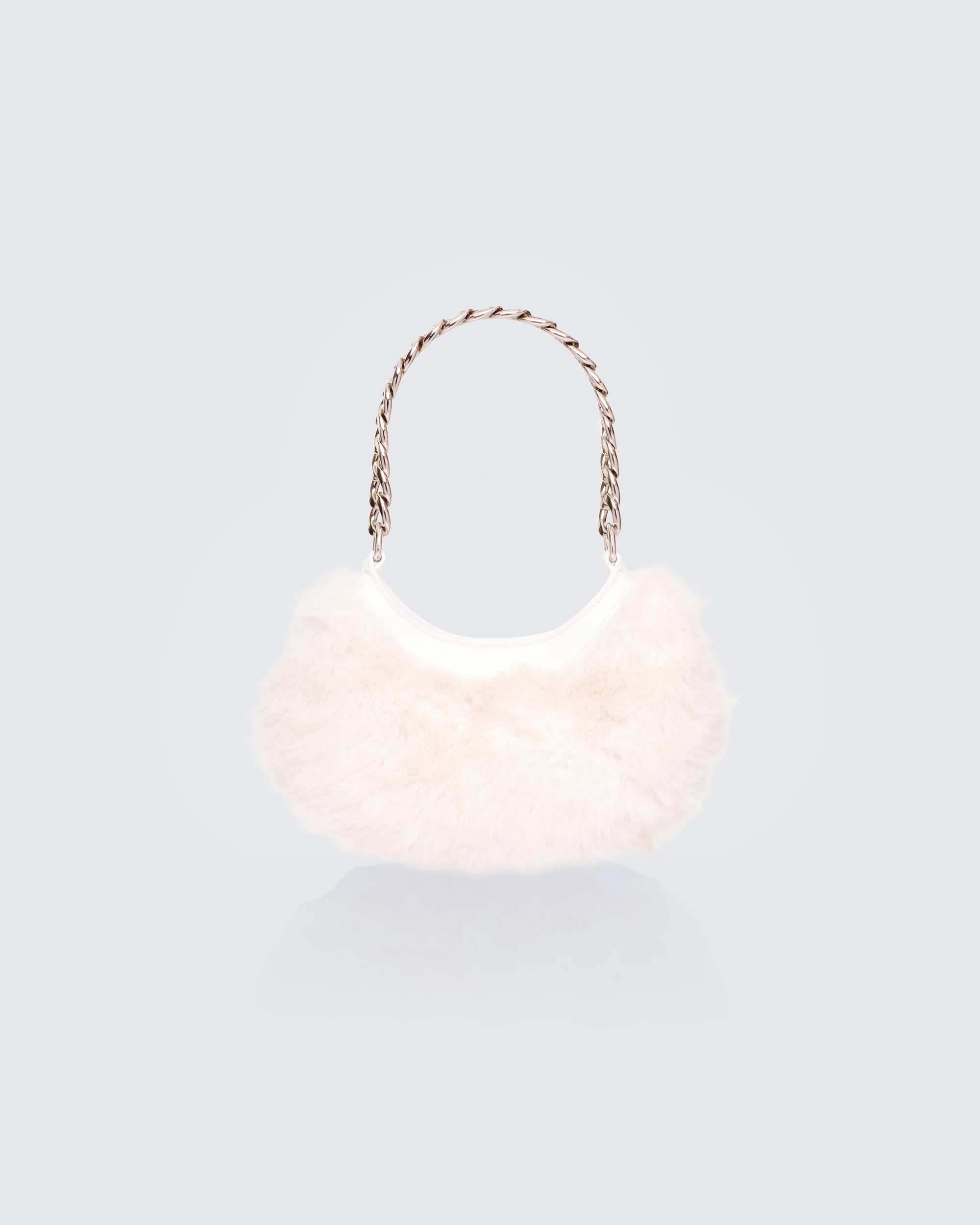 Dora White Fur Lock Bag
