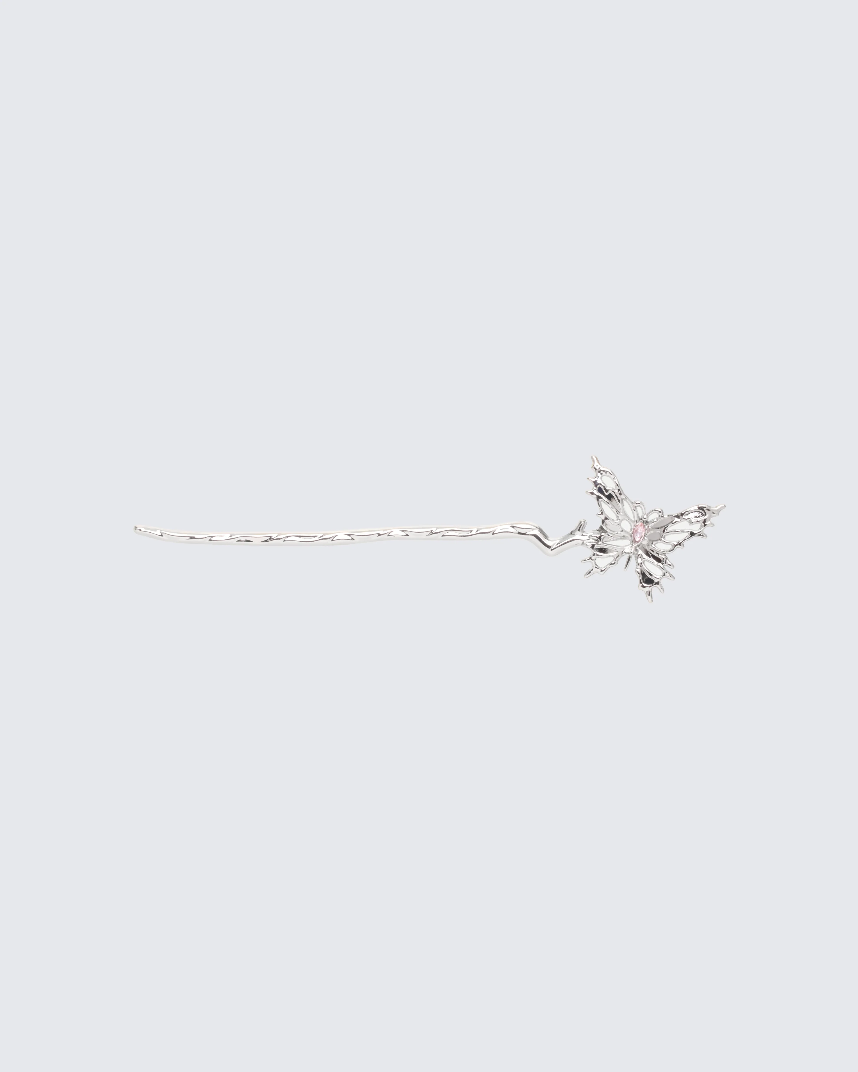 Arienne Silver Molten Butterfly Hair Pin
