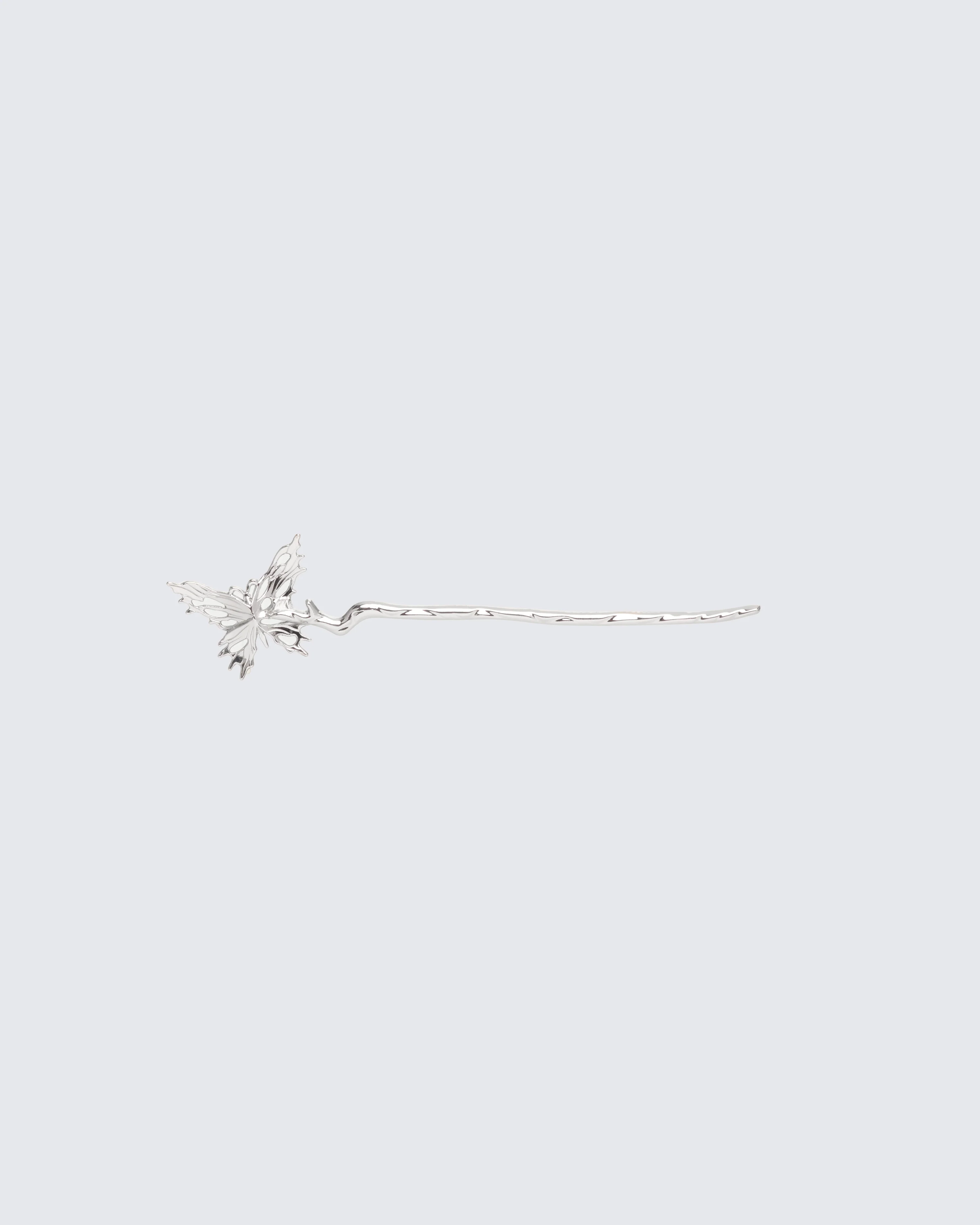 Arienne Silver Molten Butterfly Hair Pin